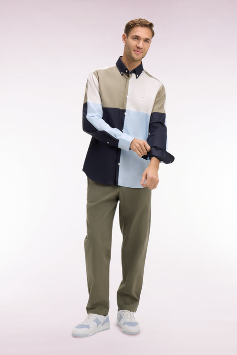 Chemise en coton ciel colorblock - Image 1