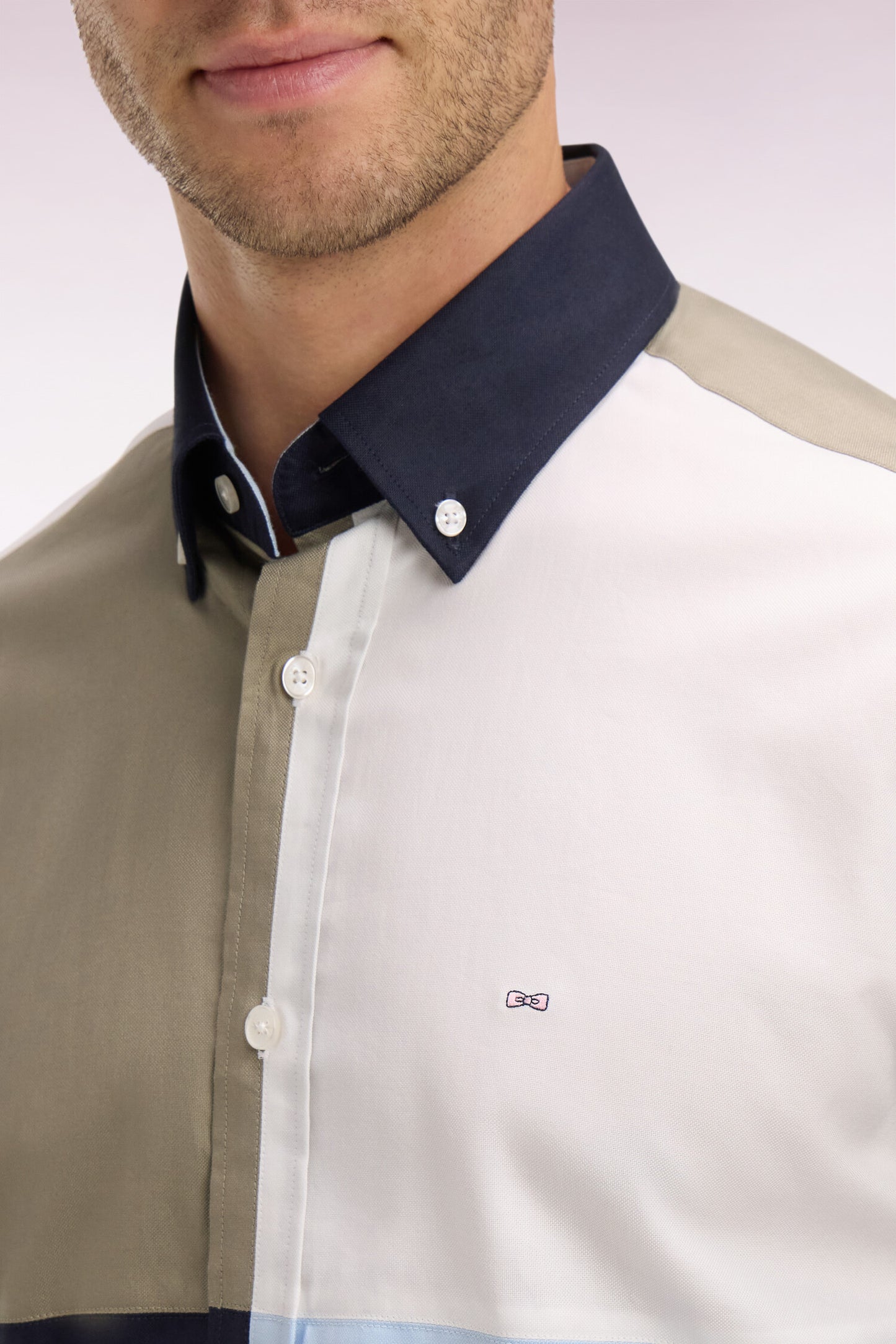 Chemise en coton ciel colorblock