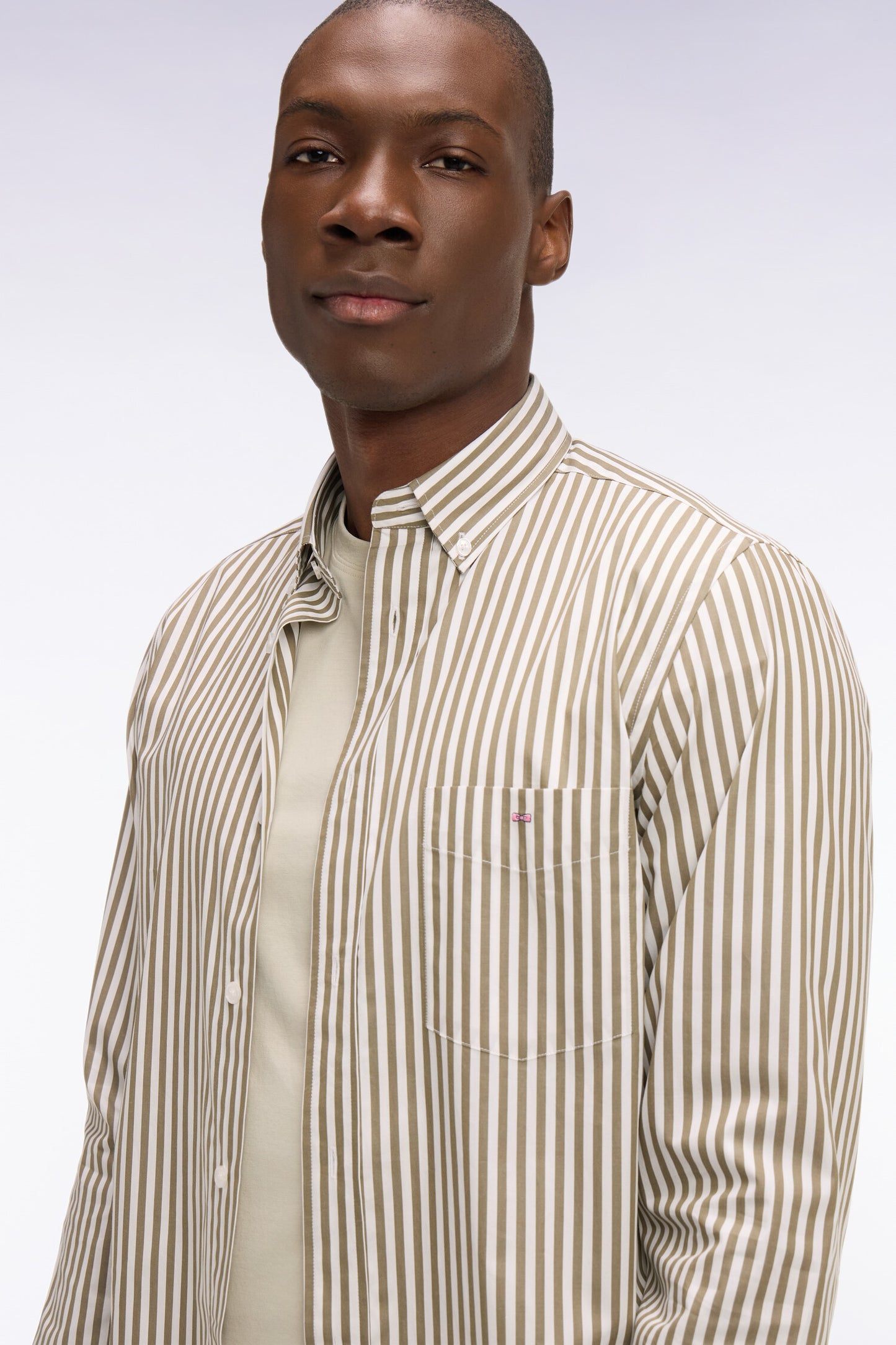 Chemise en coton ciel à rayures bâtons