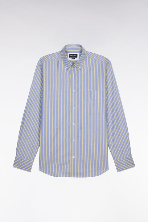 Chemise en coton pinpoint à rayures jaunes coupe regular - Image 2