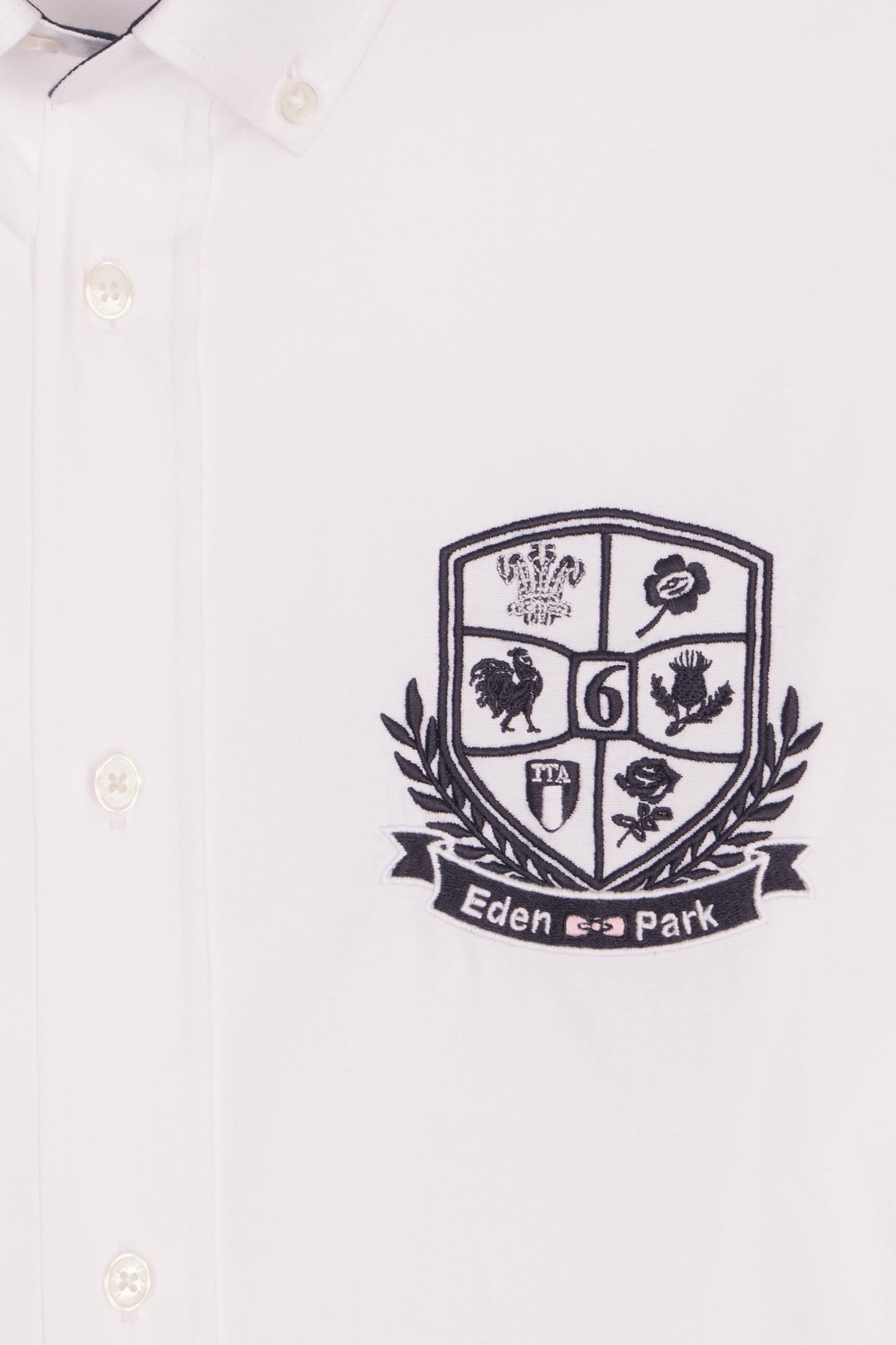 Chemise en coton pinpoint blanc broderie blason 6 Nations