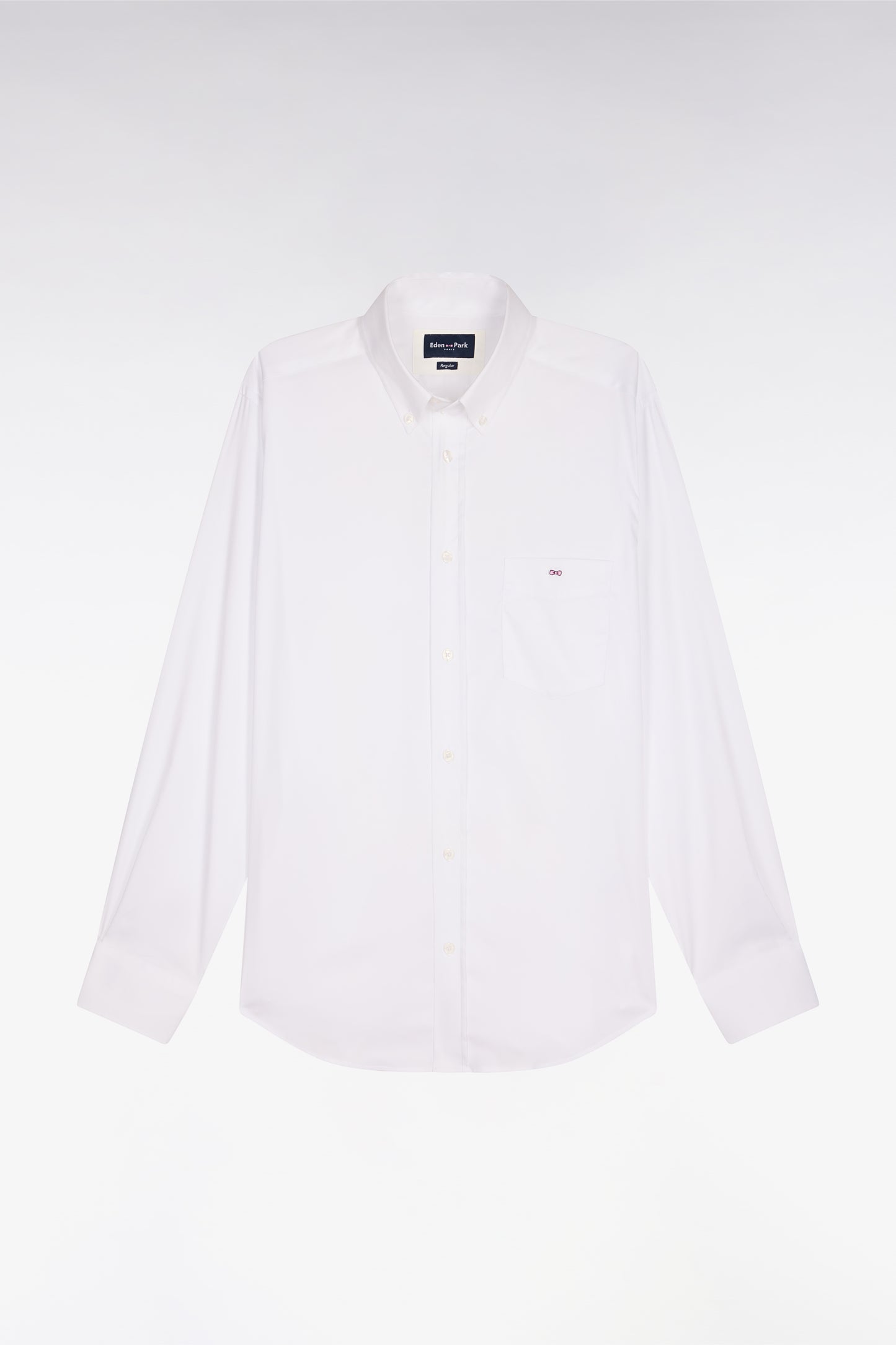 Regular fit white cotton blend shirt
