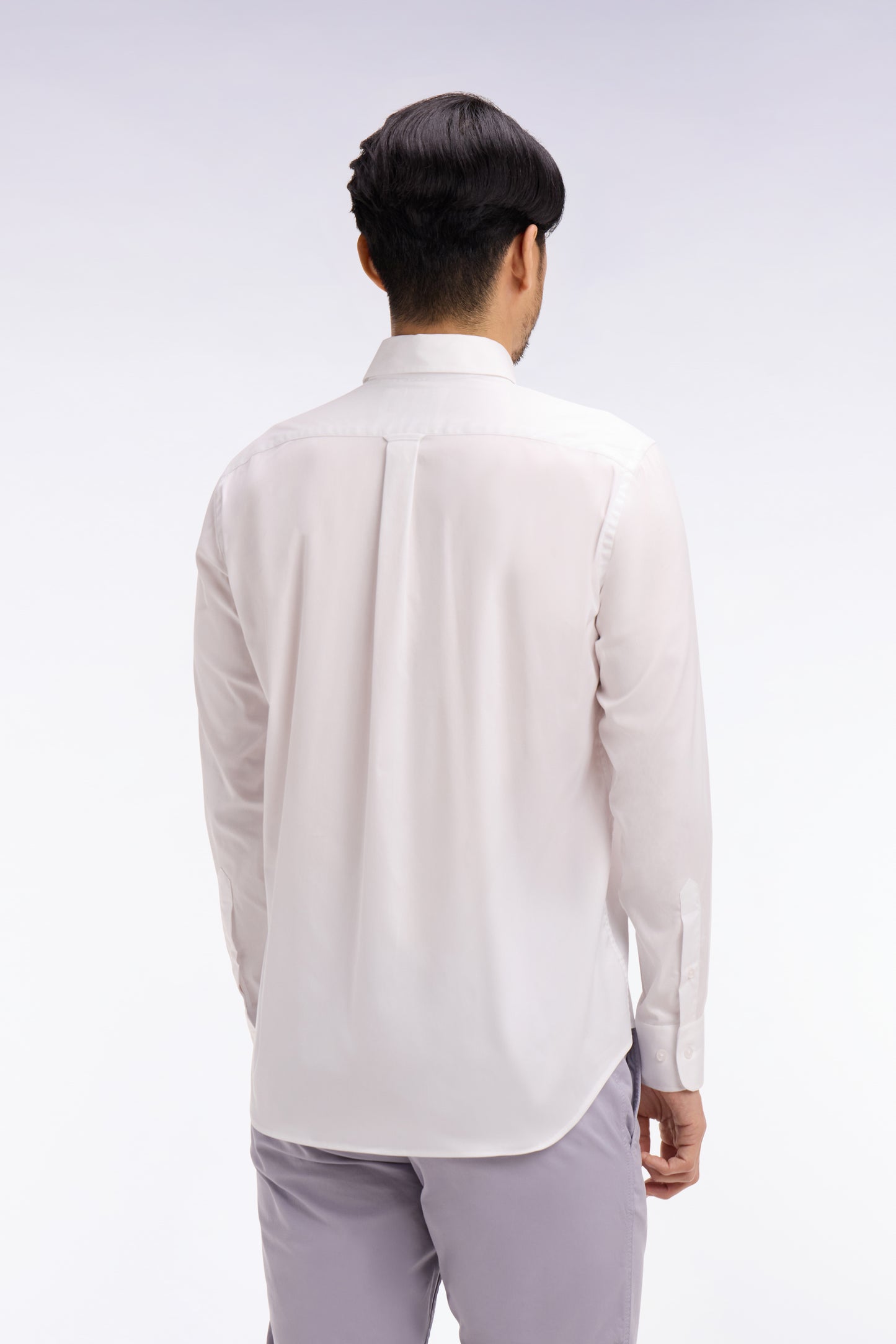 Regular fit white cotton blend shirt