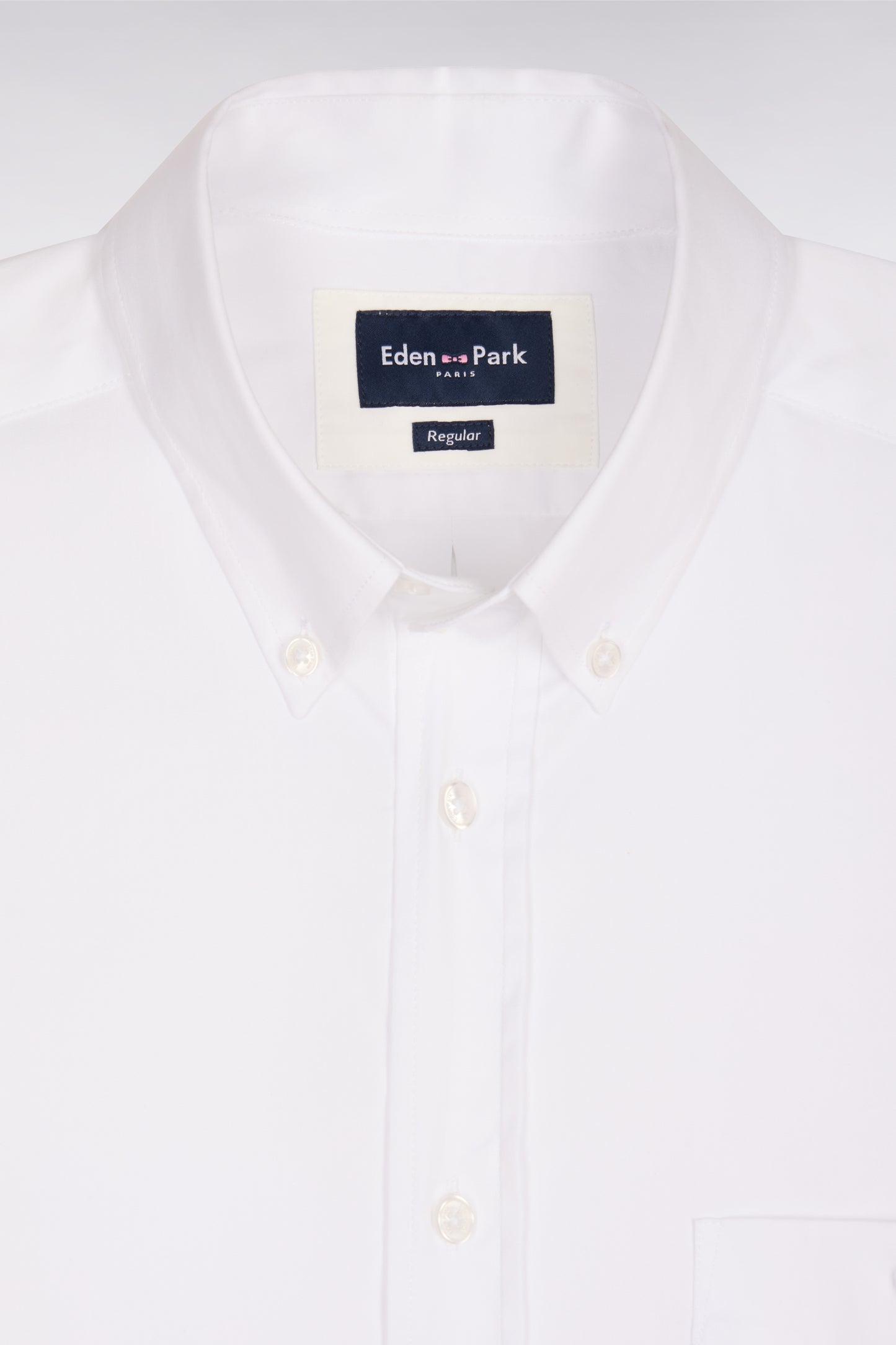 Regular fit white cotton blend shirt