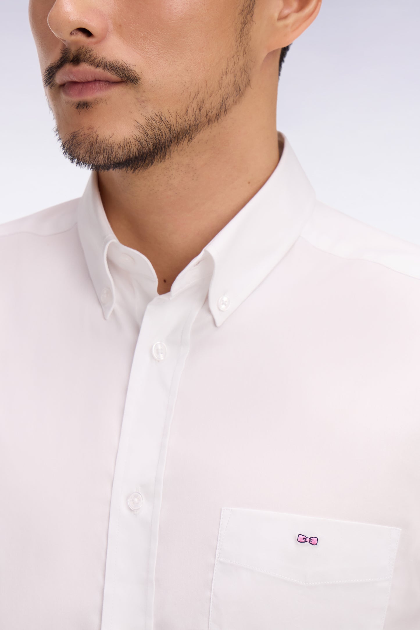 Regular fit white cotton blend shirt
