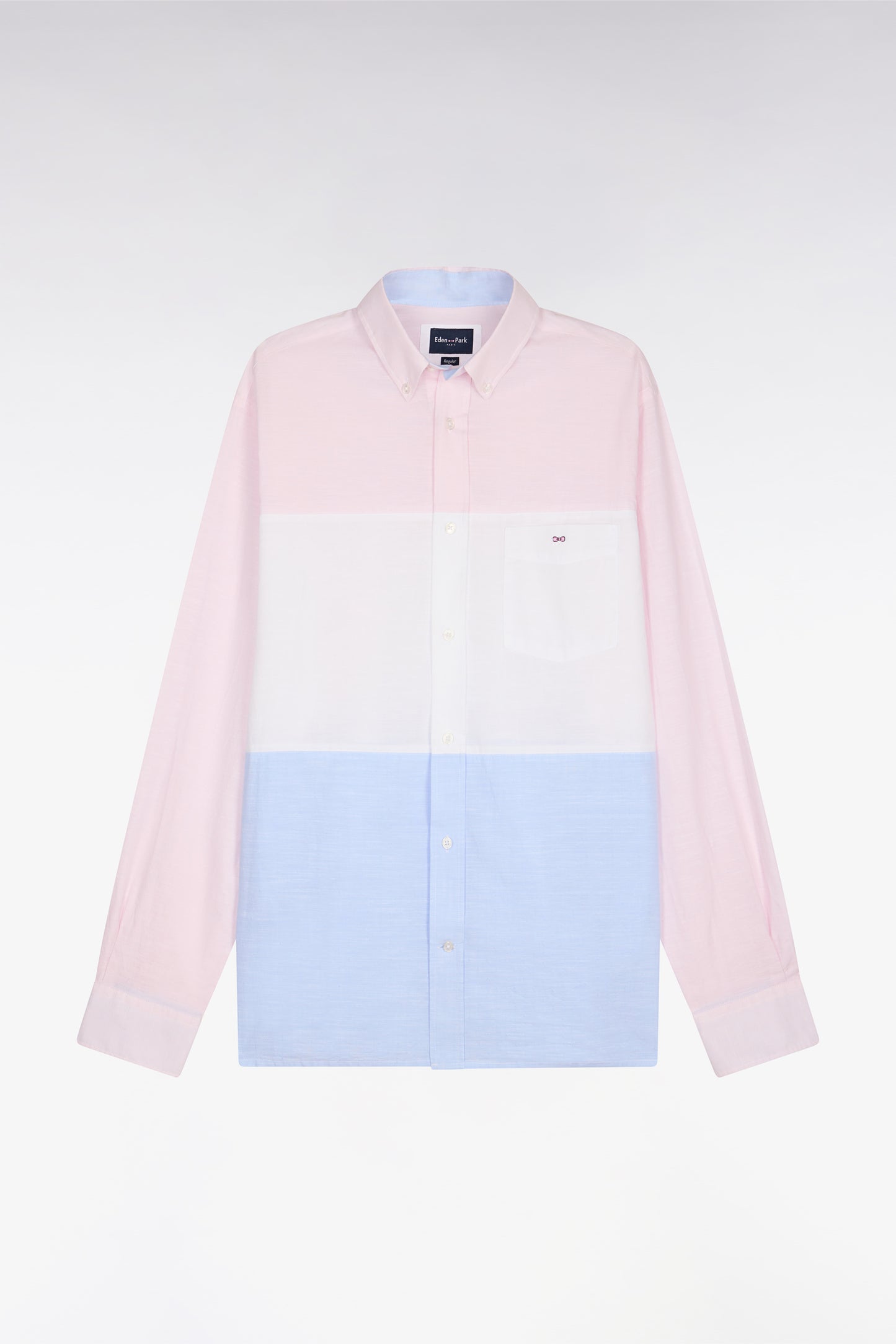 Chemise en coton jacquard Dobby tricolore rose