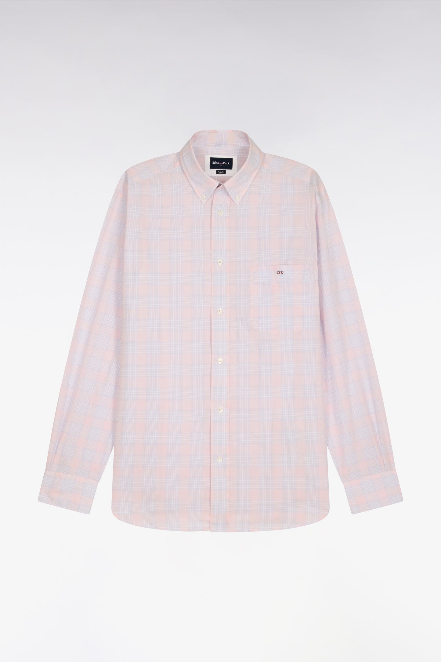 Chemise en coton à carreaux roses coupe regular