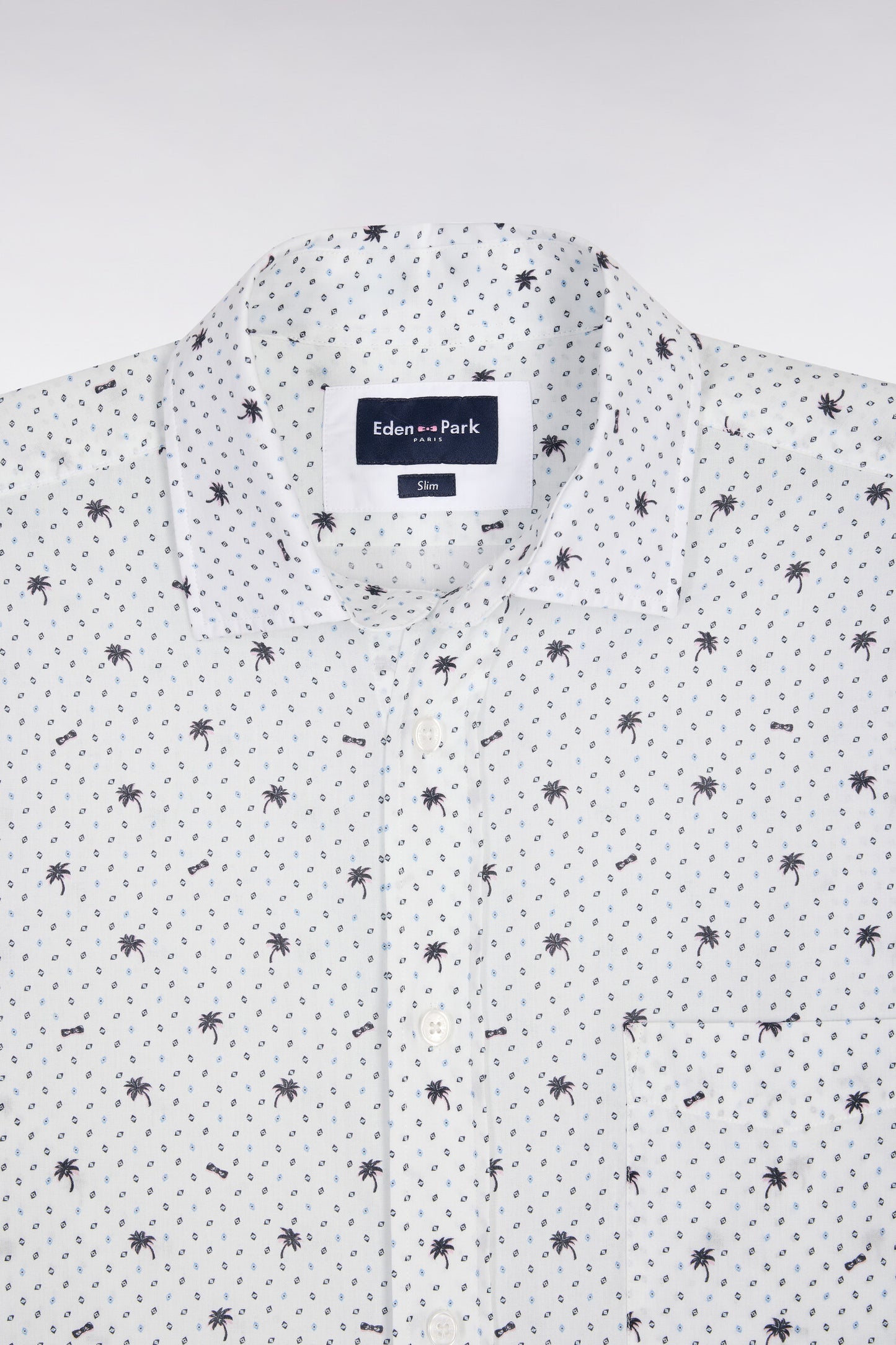 Chemise en coton blanche à micromotifs coupe slim