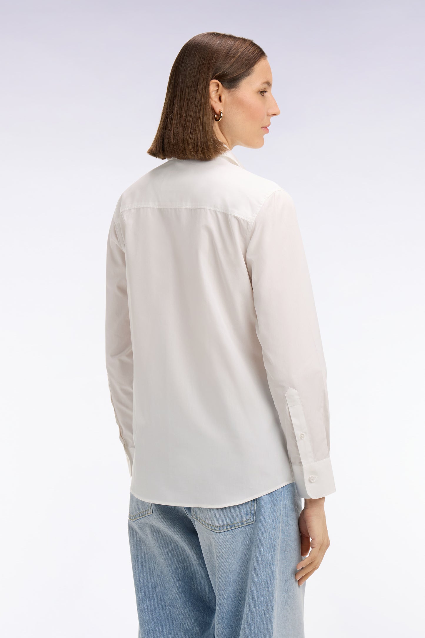 Chemise en popeline de coton blanche coupe slim
