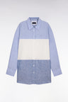 Chemise en lin colorblock bleu coupe oversized