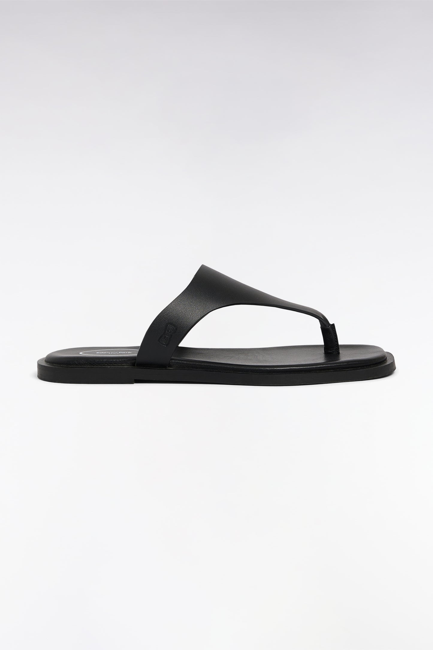 Sandales tongs en cuir de vachette noir