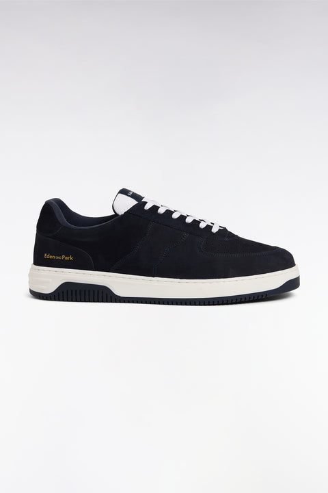 sneakers en cuir marine à semelles blanches - Image 1