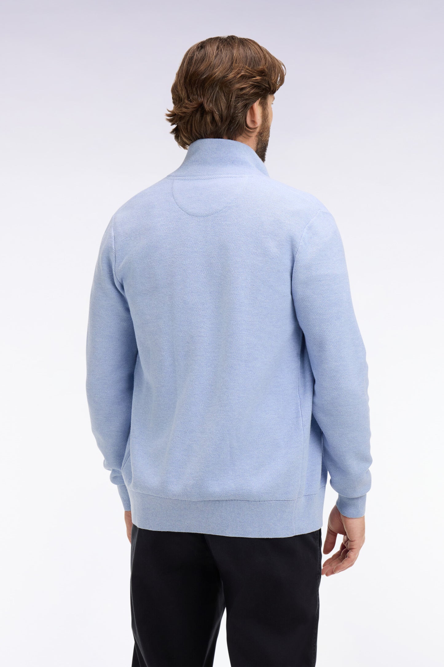 Cardigan zippé en coton ciel