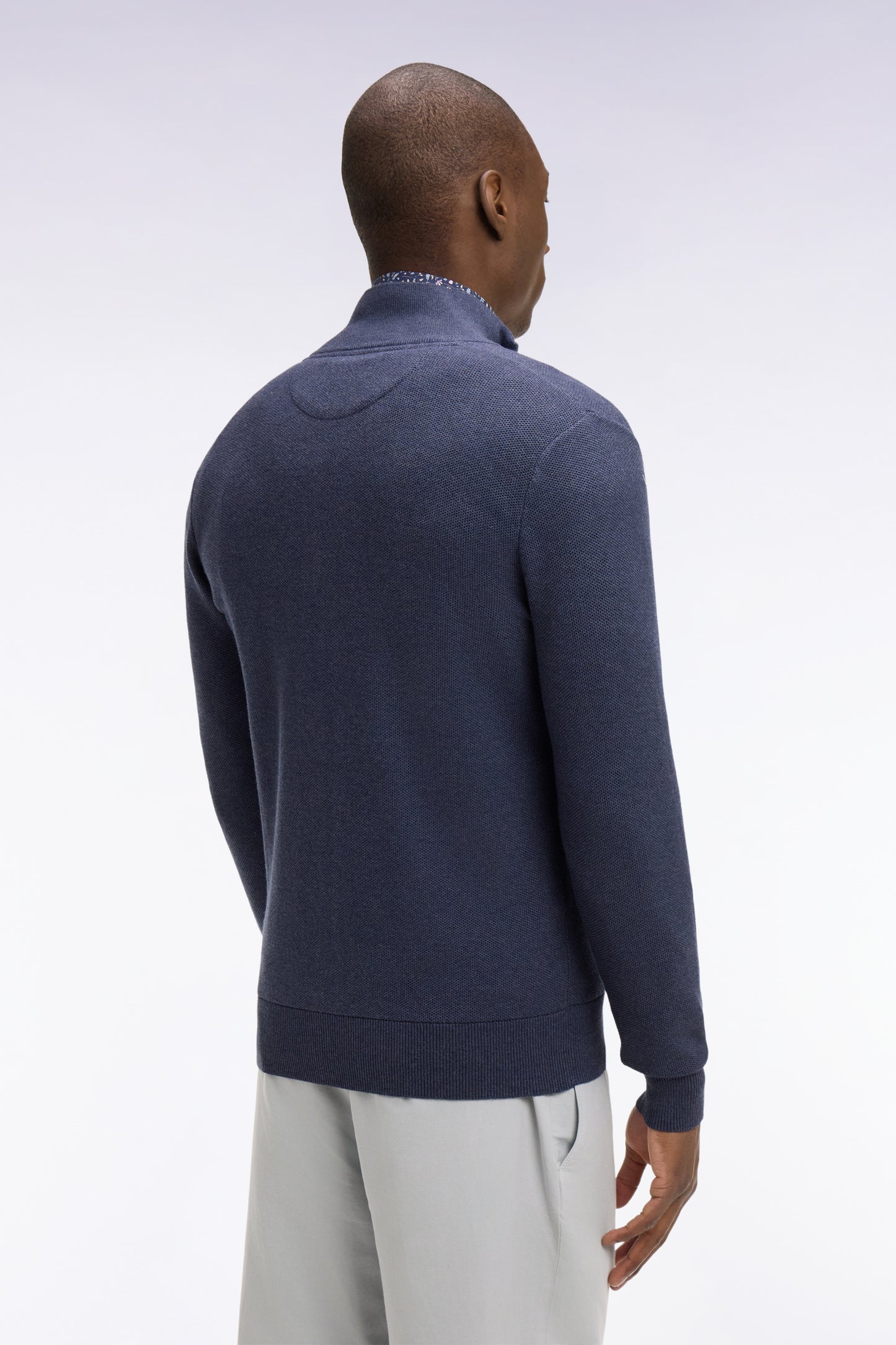 Cardigan zippé en coton bleu foncé