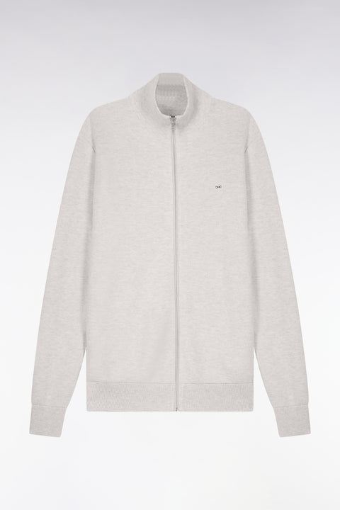 Cardigan zippé en coton gris clair - Image 2