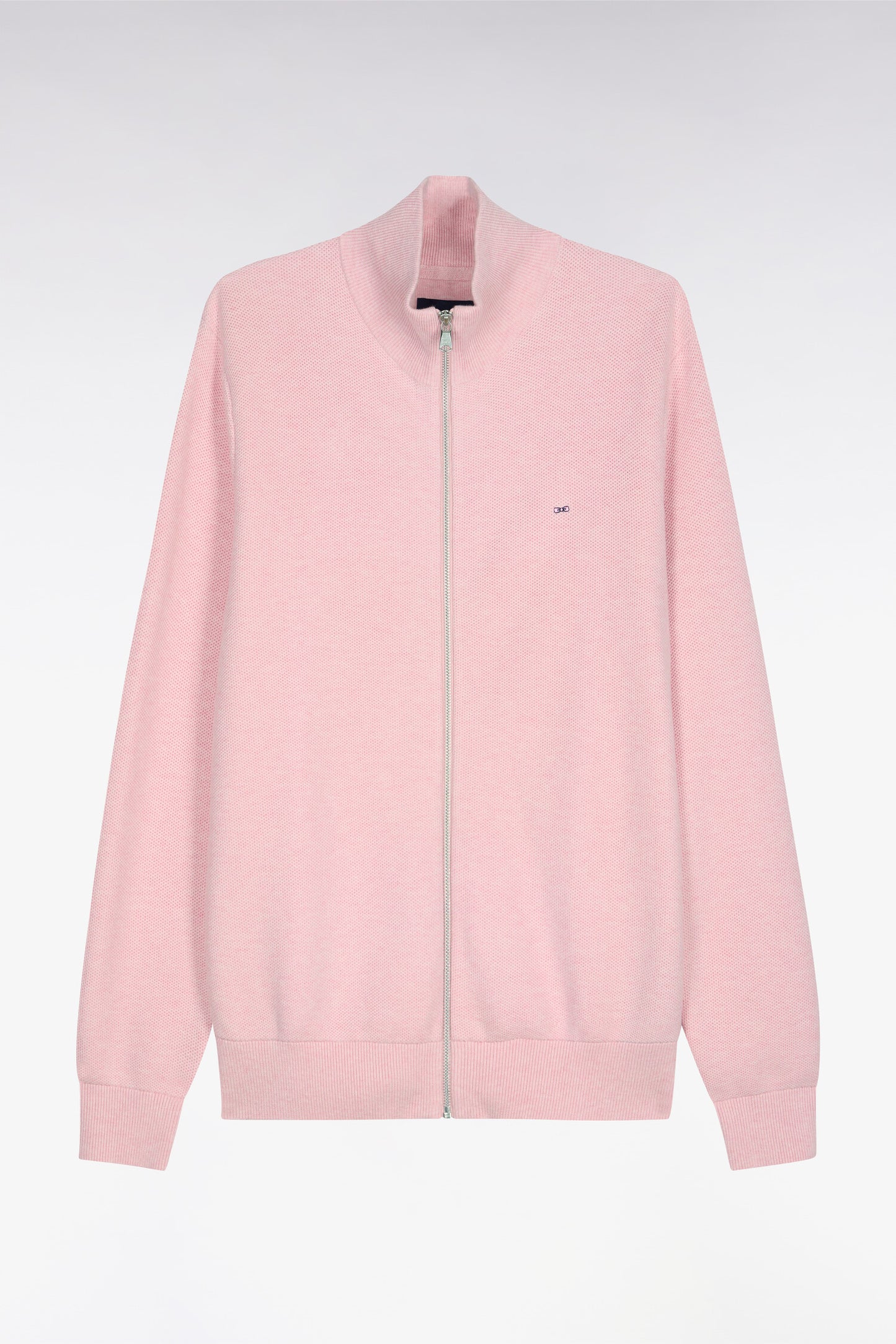 Cardigan zippé en coton rose