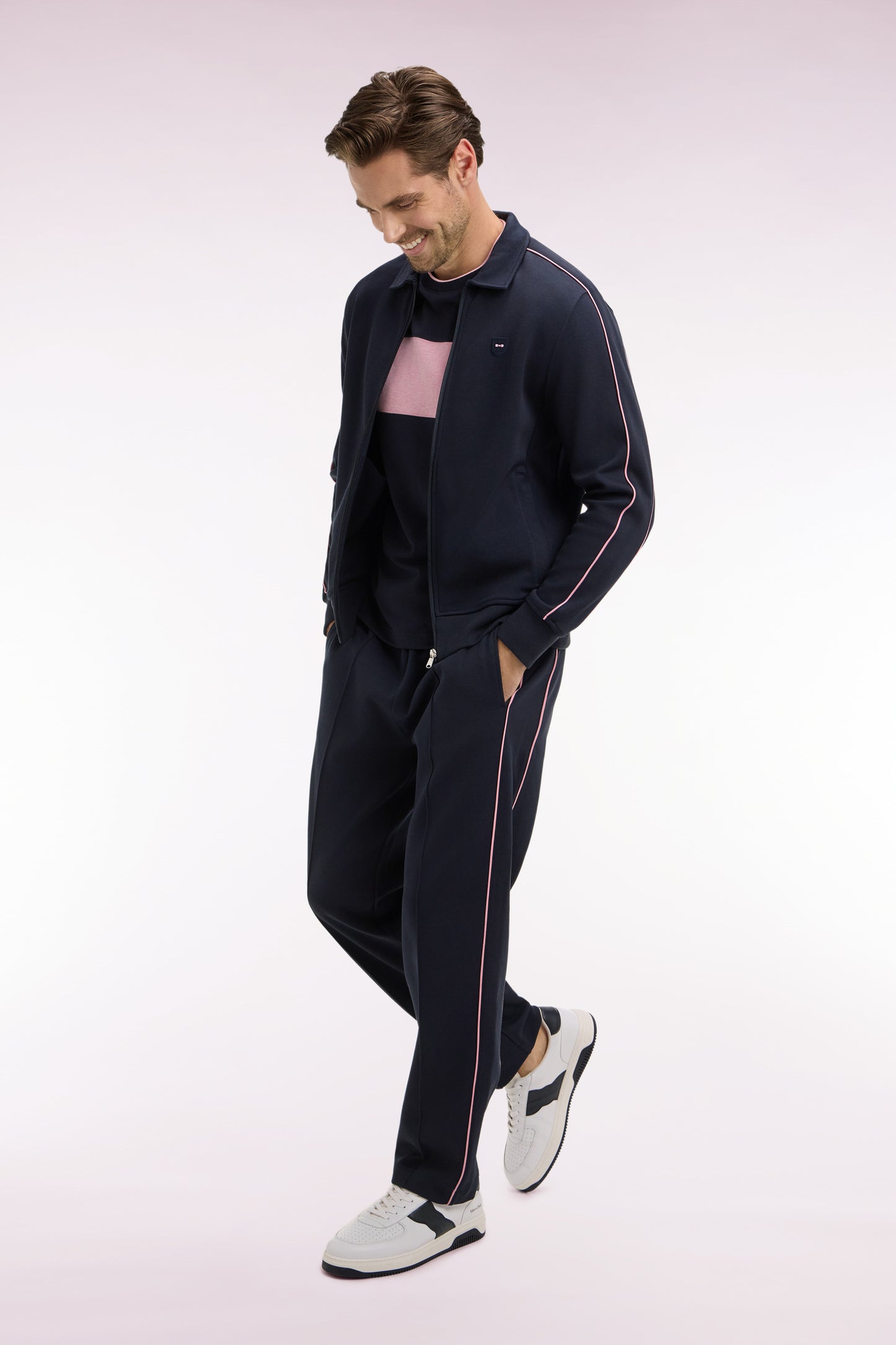 Jogging en coton mélangé marine coupe regular
