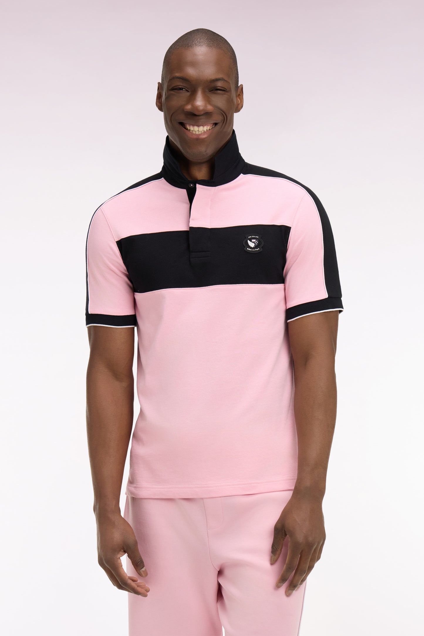 Maillot à manches courtes Nouvelle Zélande en coton rose coupe regular