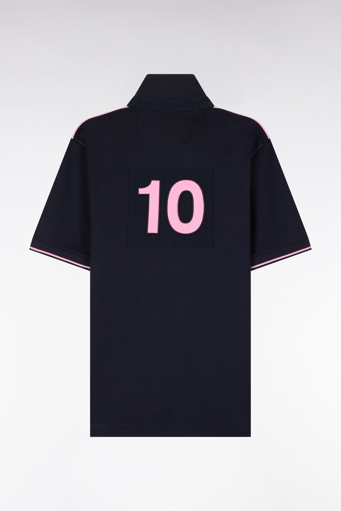 Maillot à manches courtes en coton rose et marine coupe regular