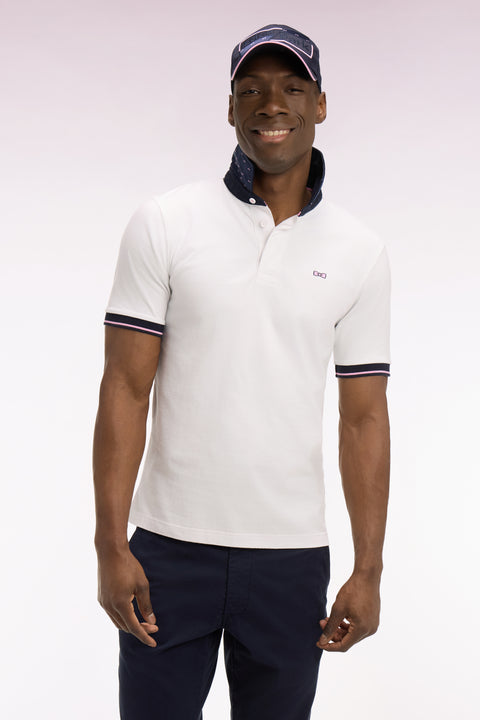 Maillot à manches courtes en coton blanc broderie dos coupe regular - Image 1