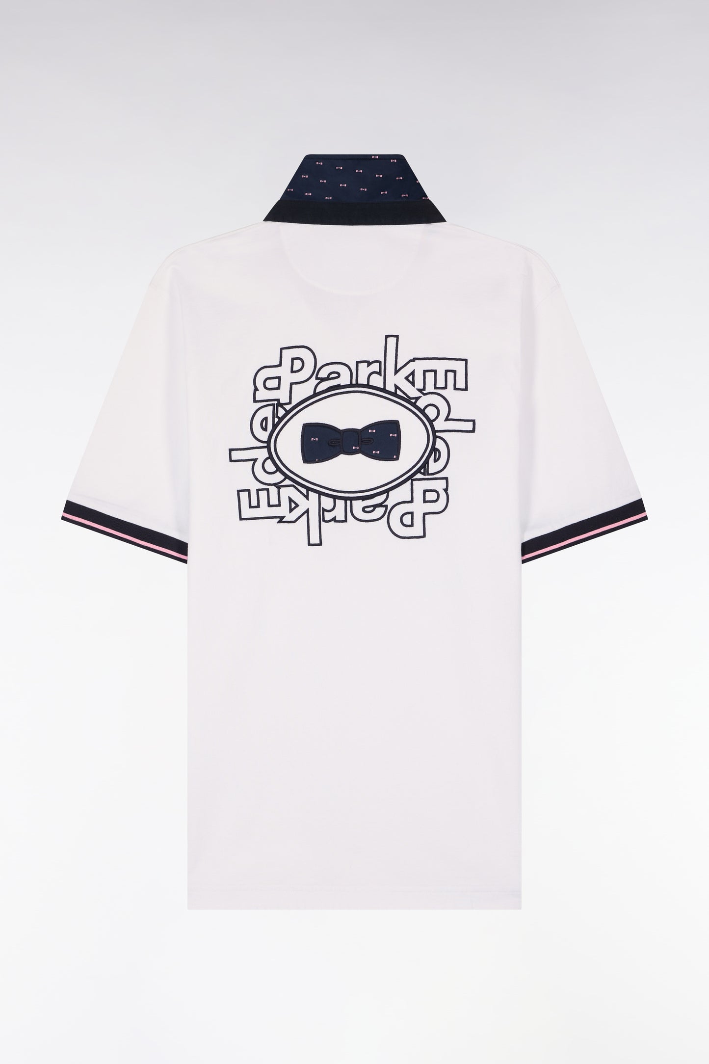 Maillot à manches courtes en coton blanc broderie dos coupe regular