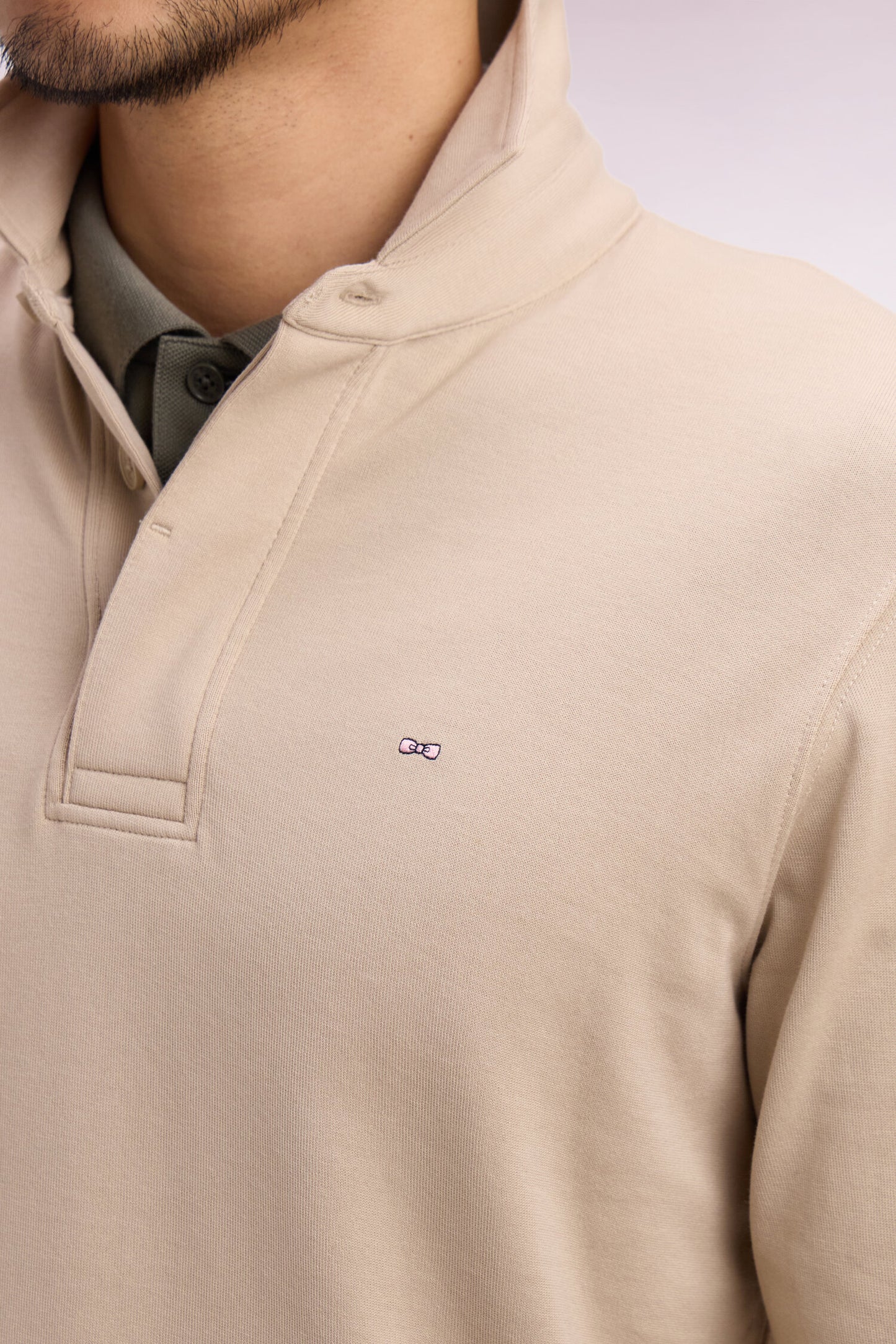 Maillot à manches longues en coton Pima beige