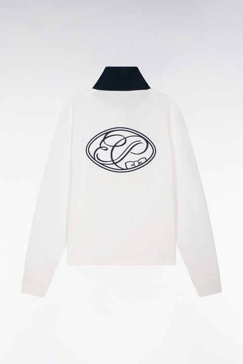 Maillot à manches longues en coton écru brodé coupe Oversized - Image 2