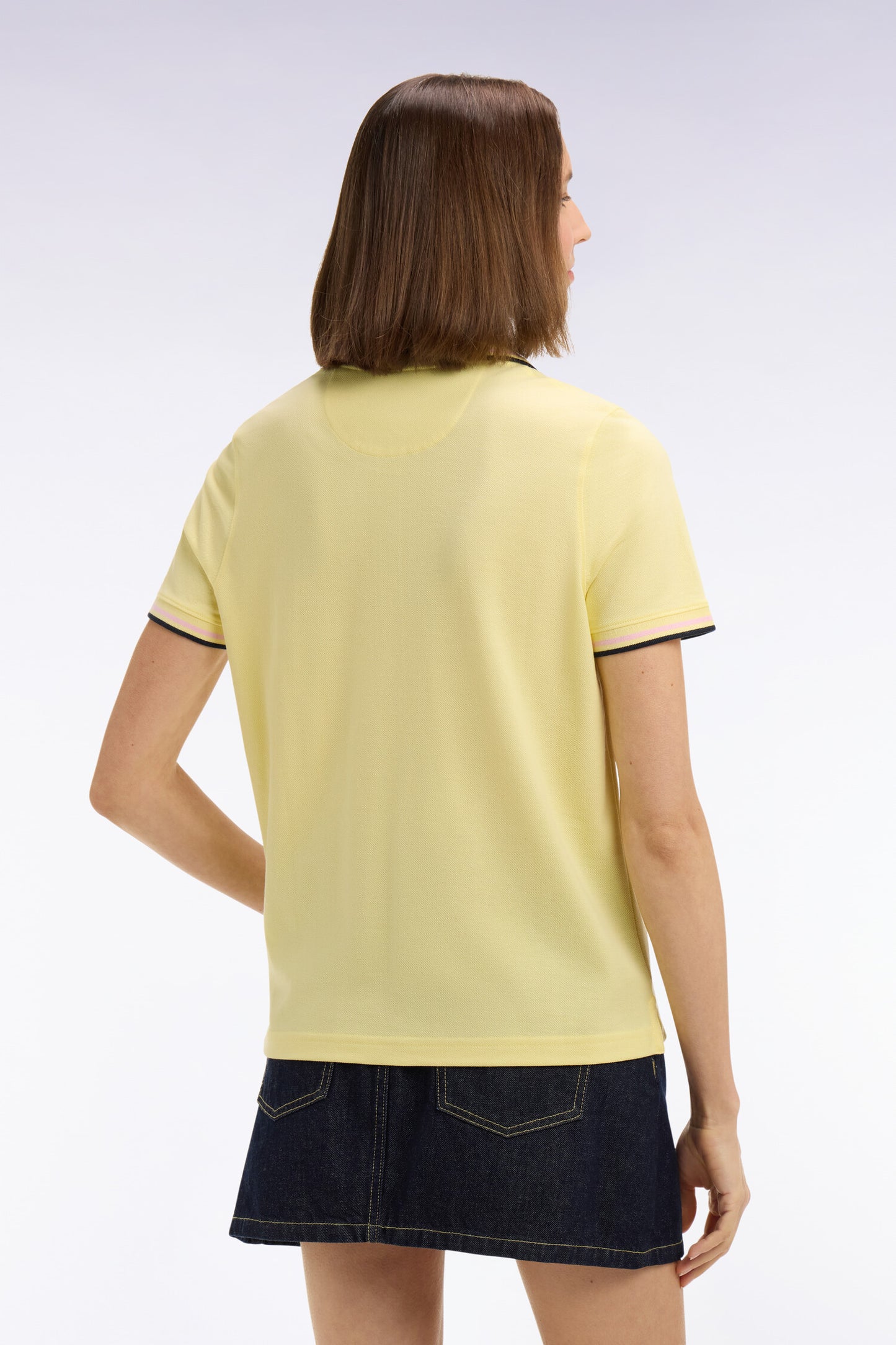 Polo à manches courtes en coton jaune clair coupe regular