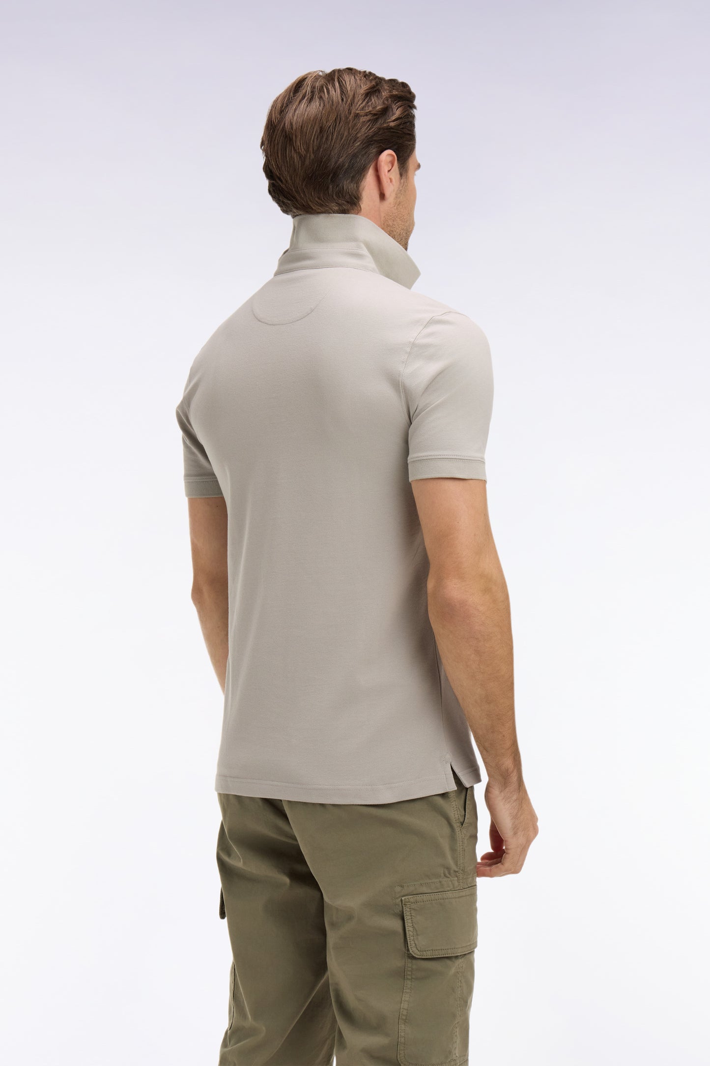 Polo à manches courtes en coton gris coupe slim