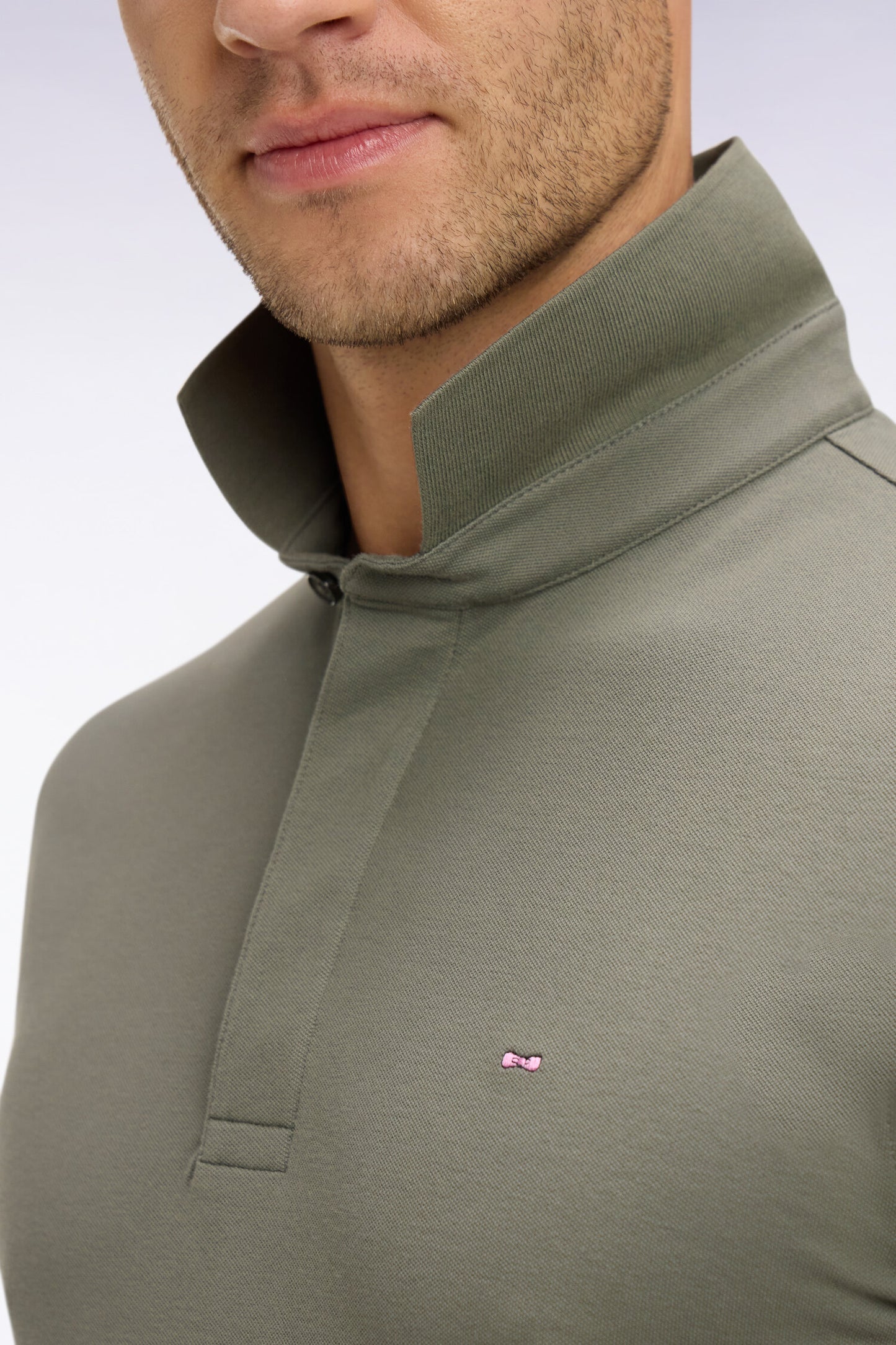 Polo à manches courtes en coton kaki coupe slim