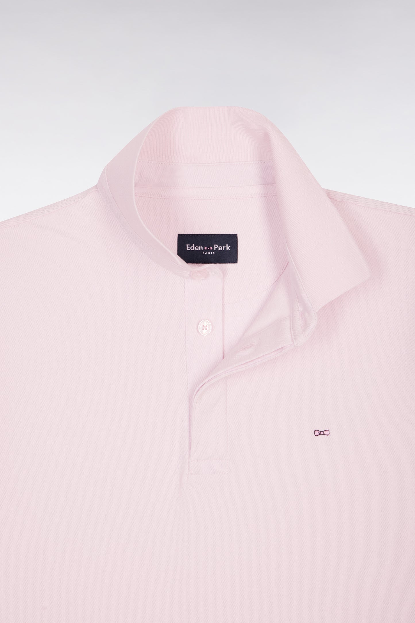 Polo à manches courtes en coton rose coupe slim