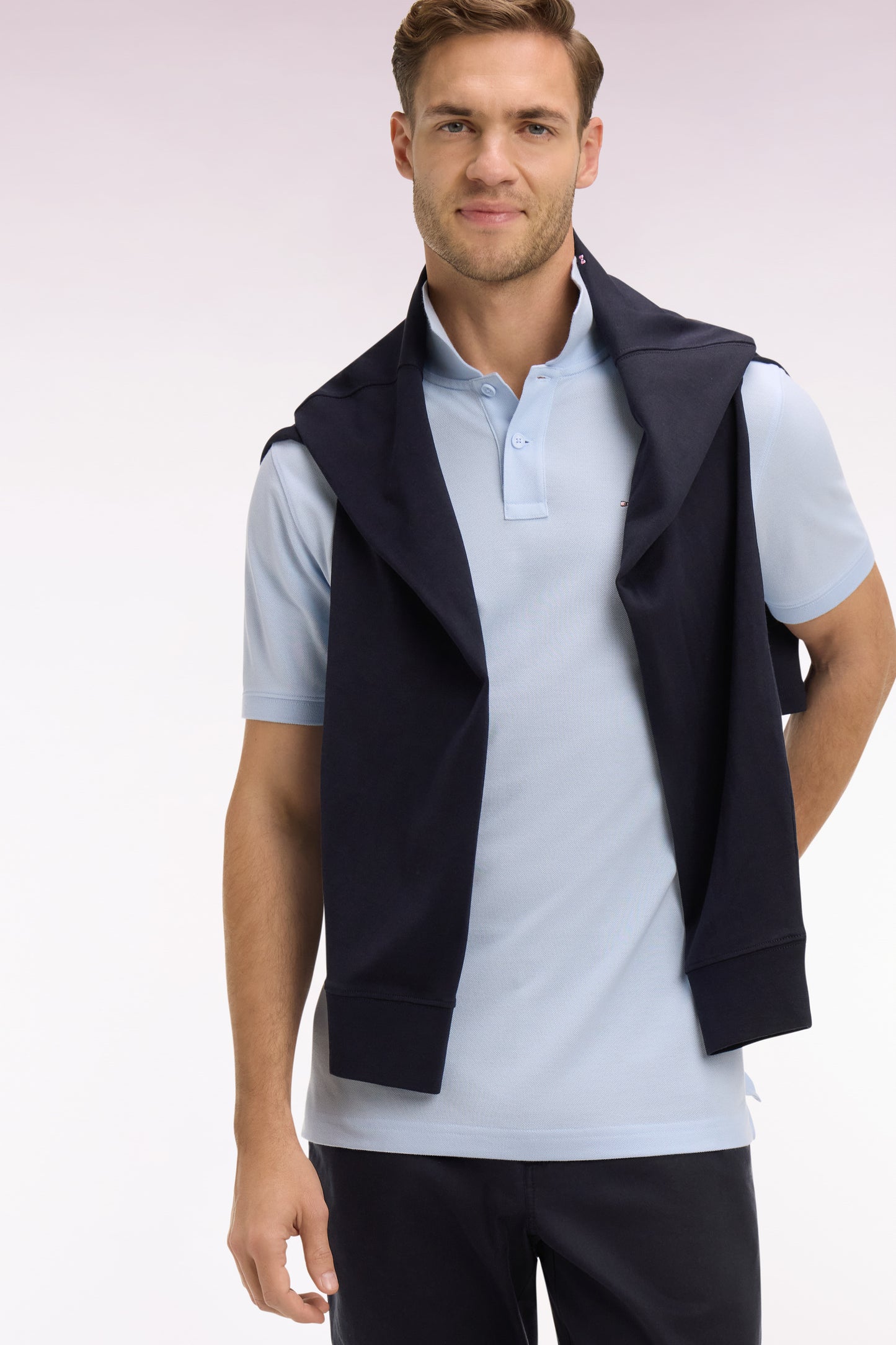 Polo à manches courtes en coton ciel coupe regular