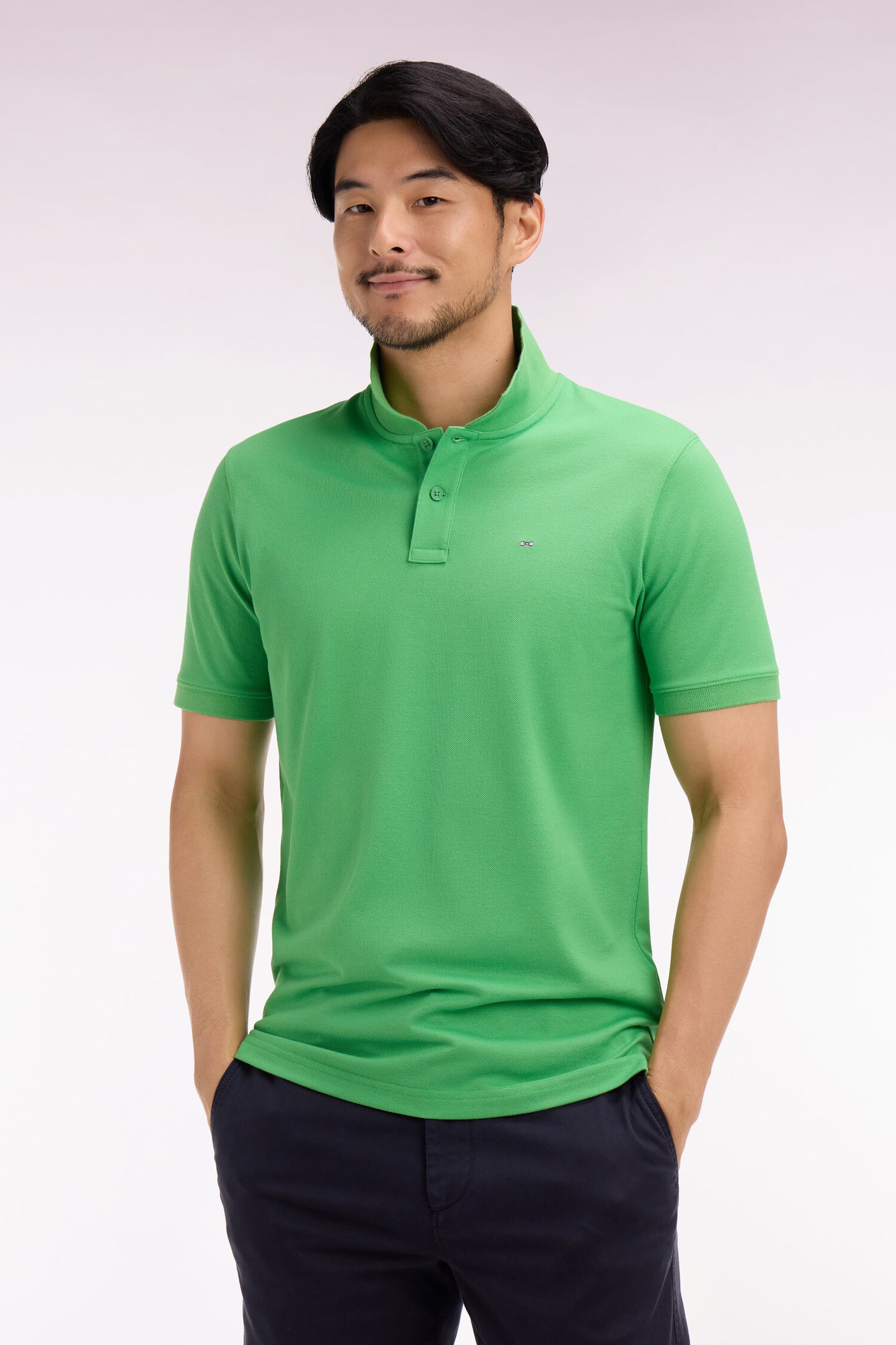 Polo à manches courtes en coton vert coupe regular