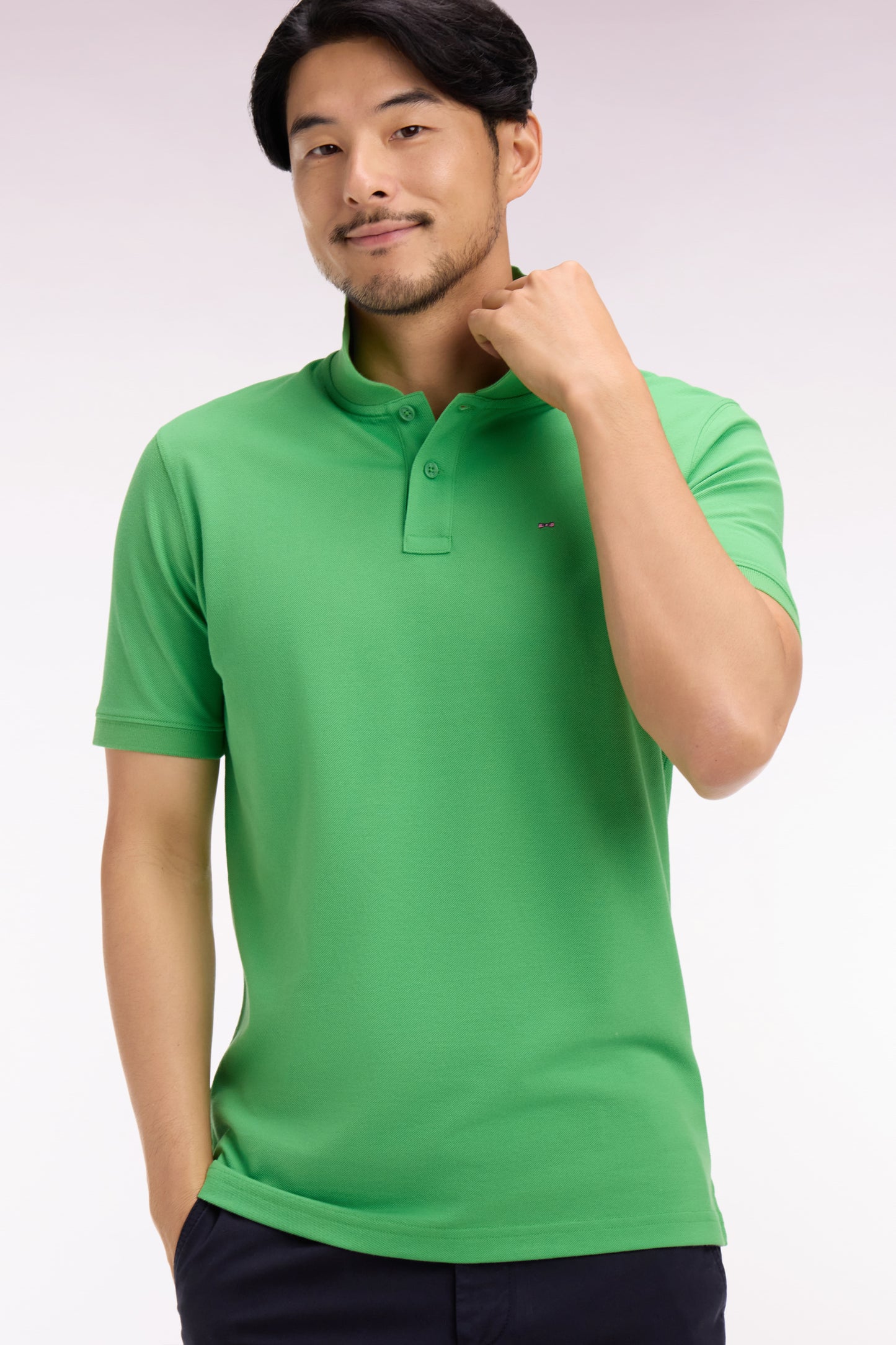 Polo à manches courtes en coton vert coupe regular