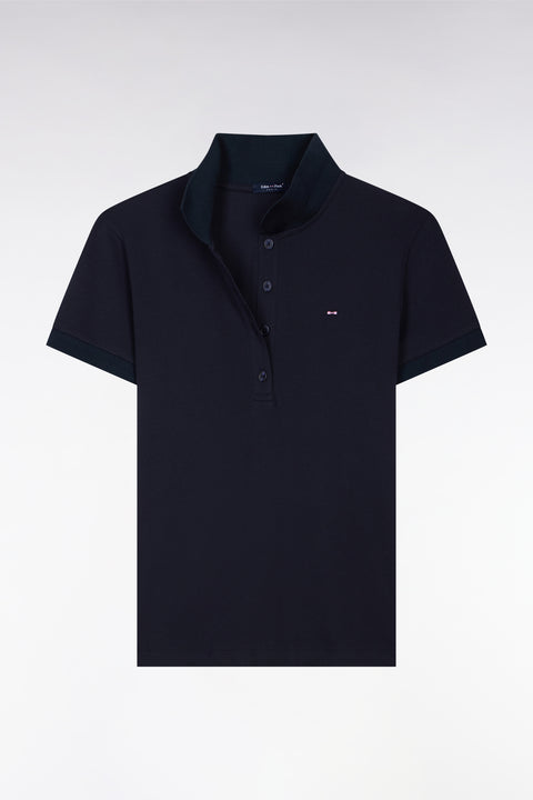 Polo à manches courtes en coton stretch marine - Image 2
