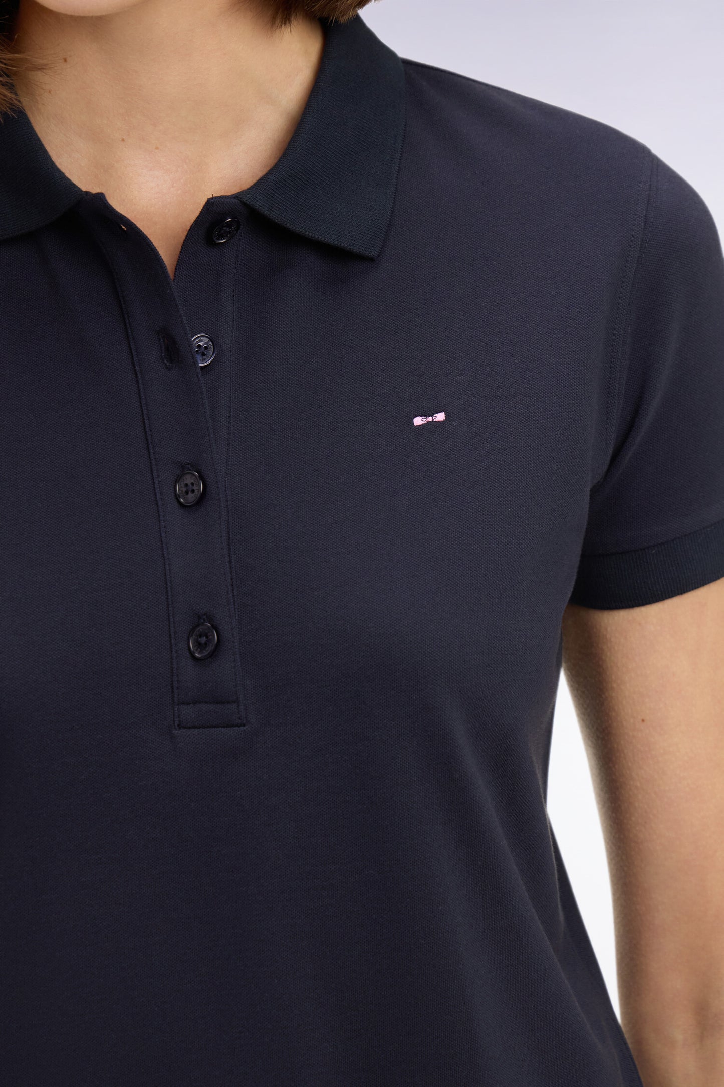 Polo à manches courtes en coton stretch marine