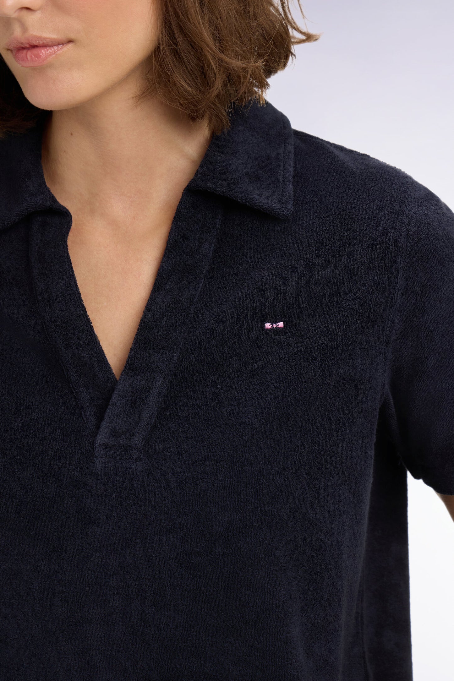 Polo à manches courtes en coton éponge marine coupe regular