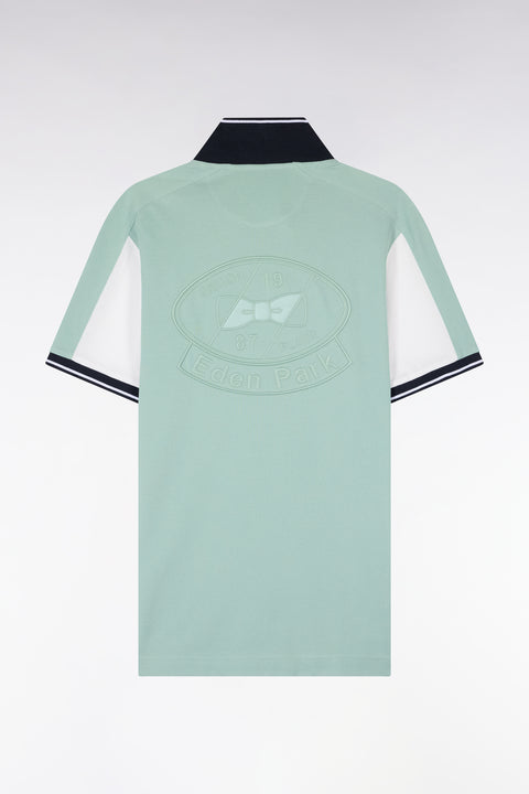 Polo à manches courtes en coton vert d'eau brodé coupe regular - Image 2