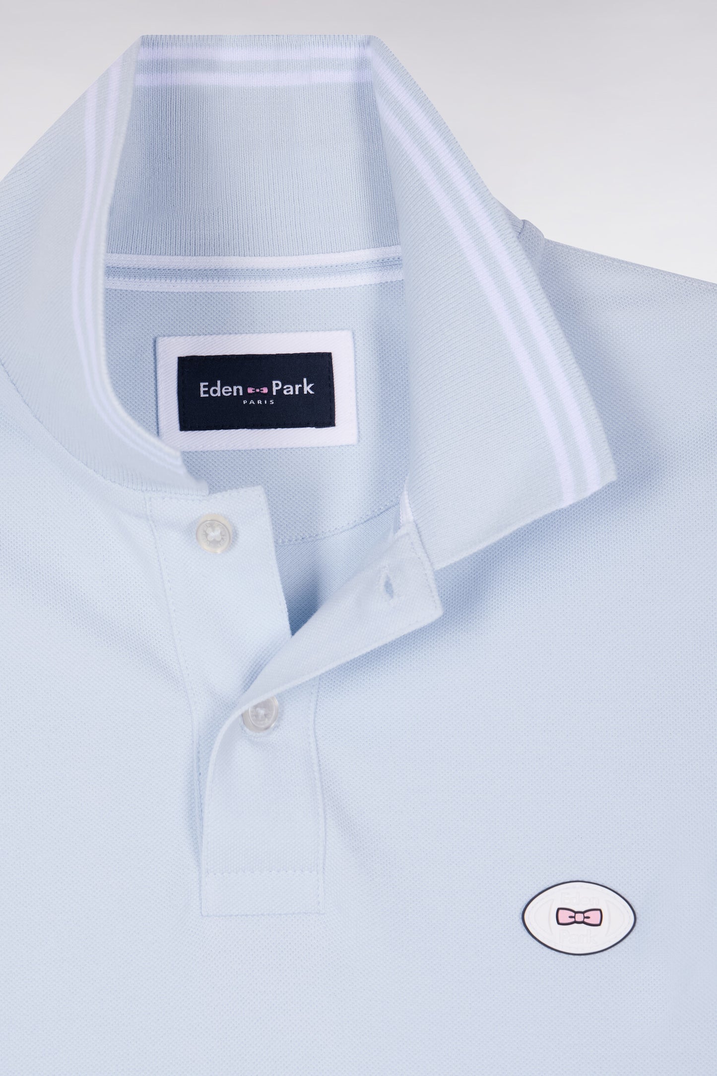 Polo à manches courtes en coton ciel