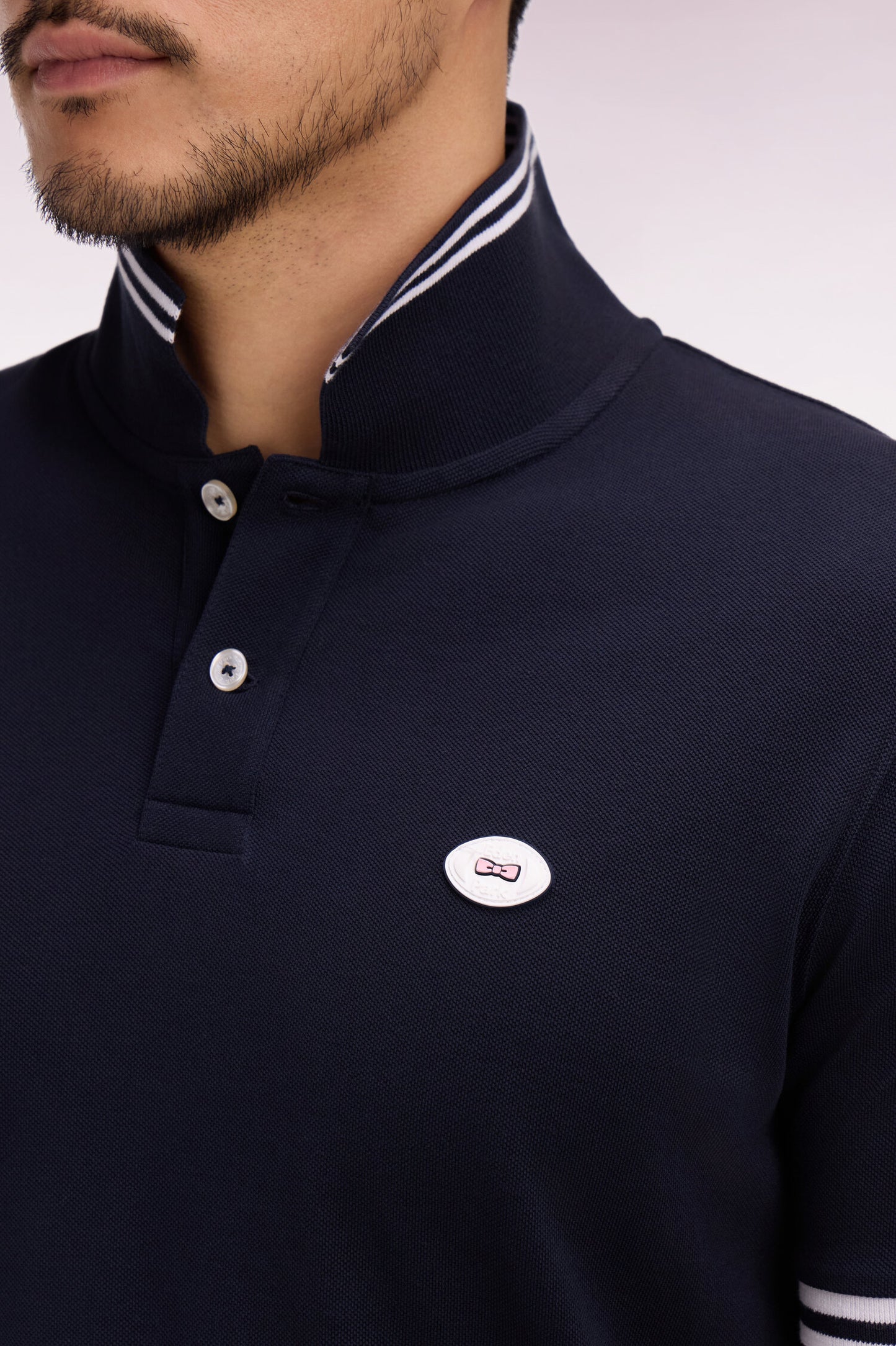Polo à manches courtes en coton marine