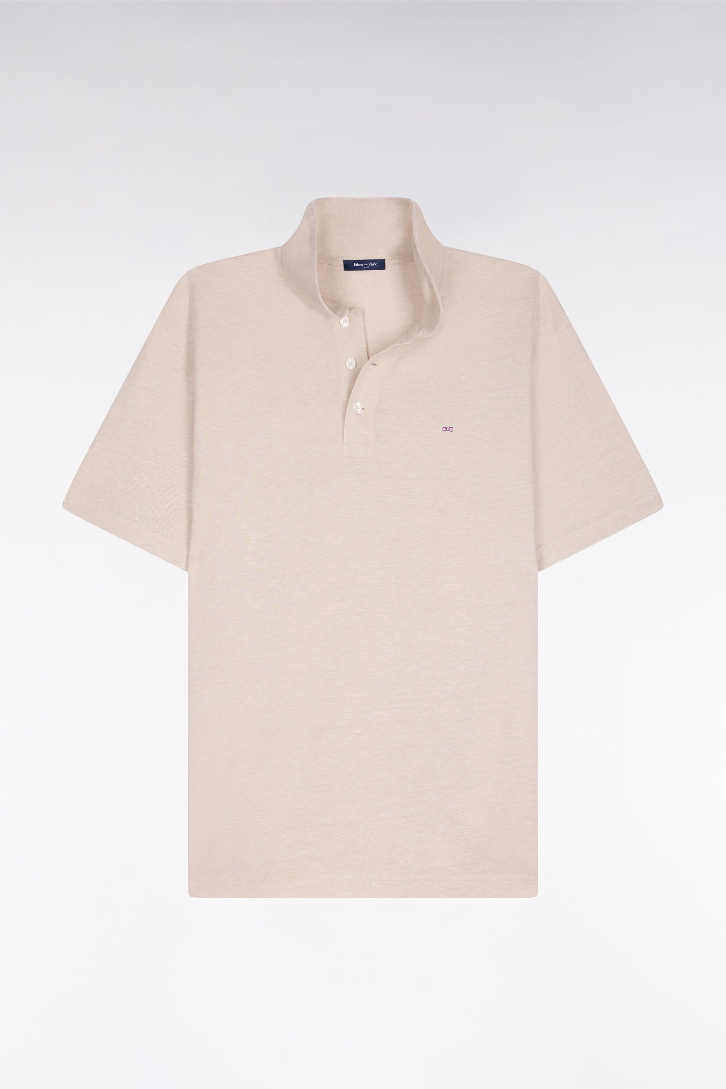 Polo à manches courtes en Oxford écru coupe regular