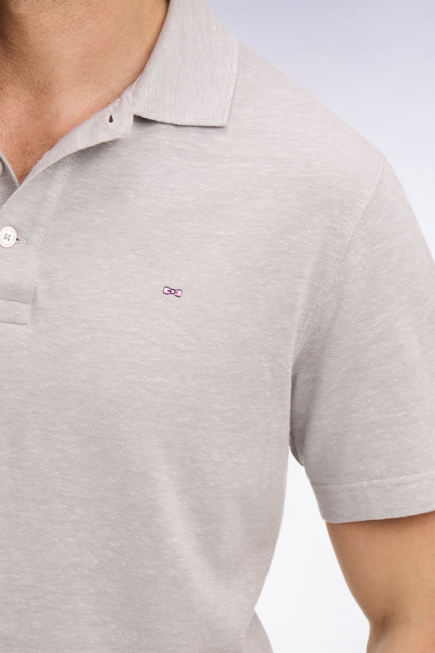 Polo à manches courtes en Oxford gris coupe regular