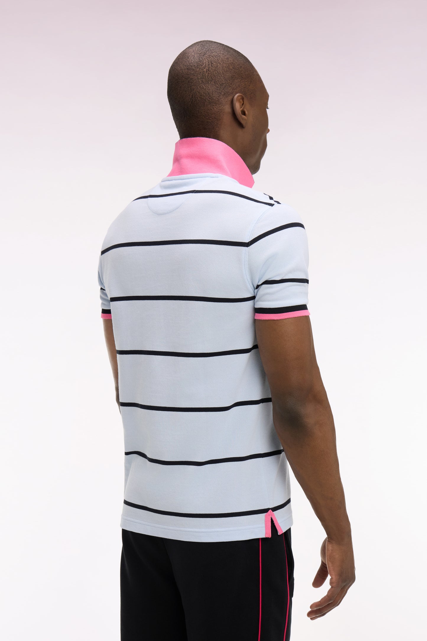 6 Nations short-sleeved polo shirt in regular-fit striped sky cotton