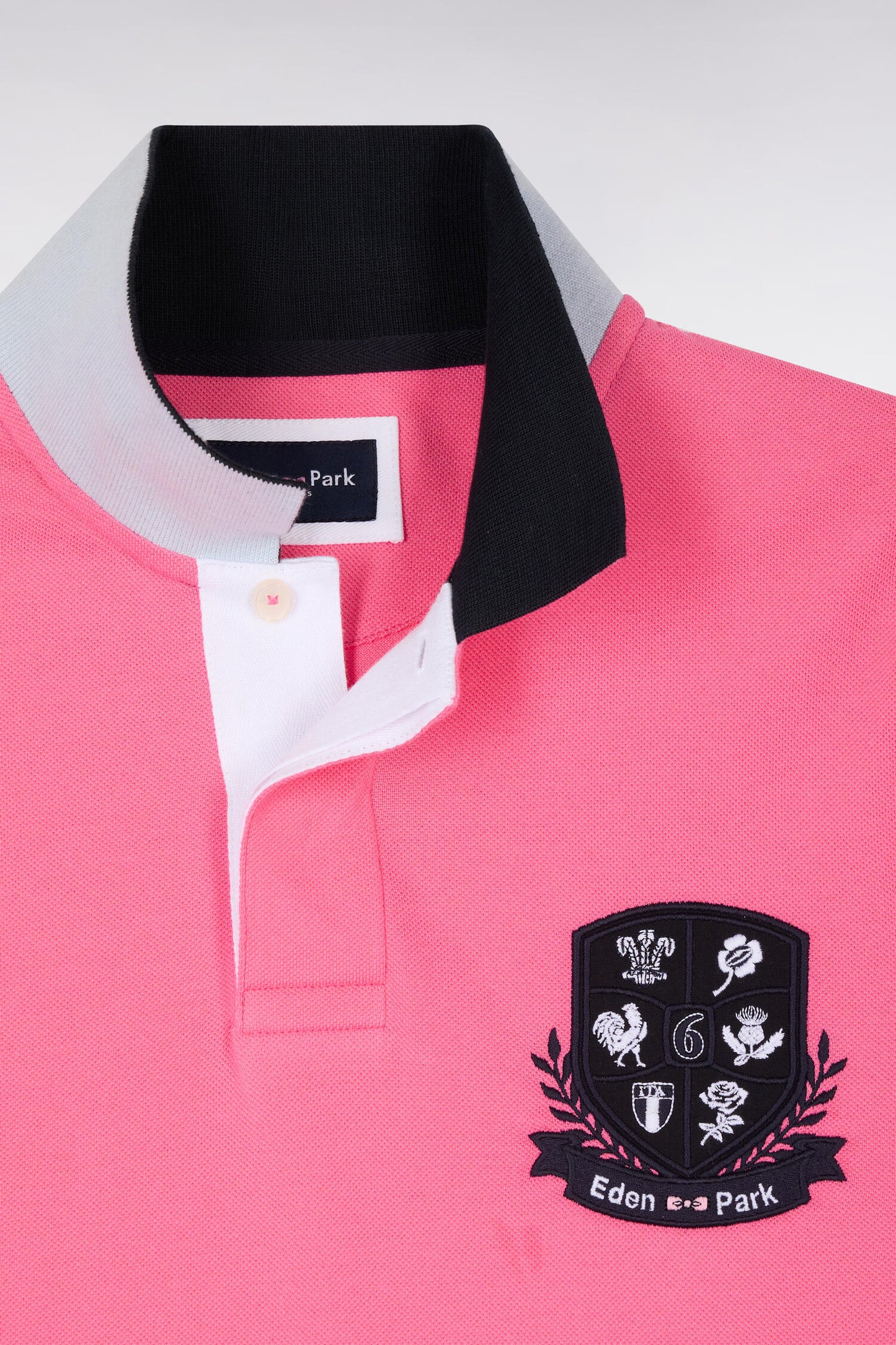 Polo à manches courtes 6 Nations en piqué coton rose