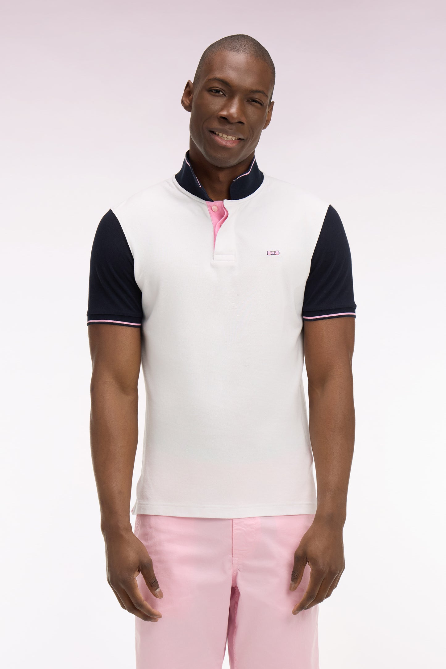 Polo à manches courtes en piqué coton blanc broderie dos