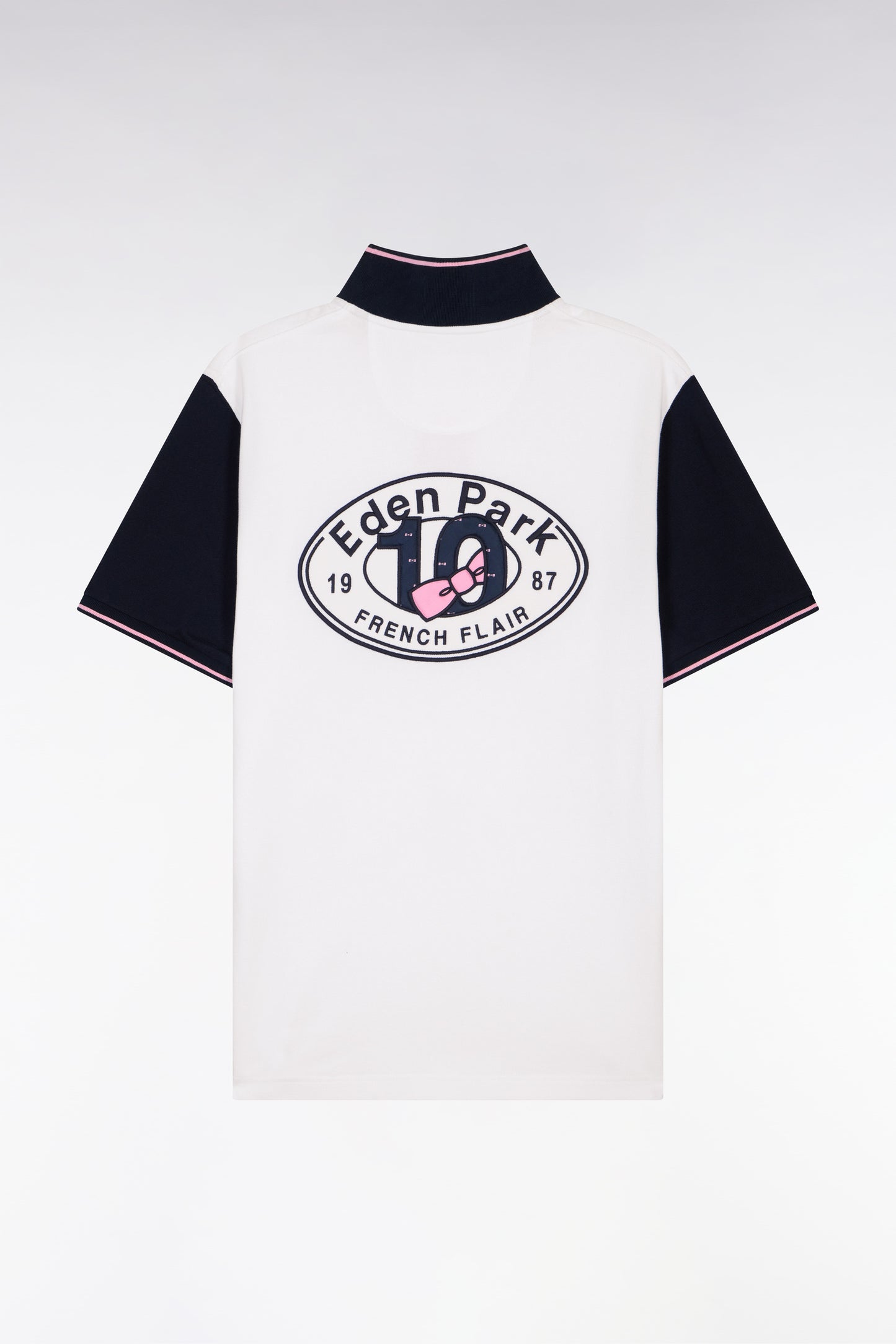 Polo à manches courtes en piqué coton blanc broderie dos