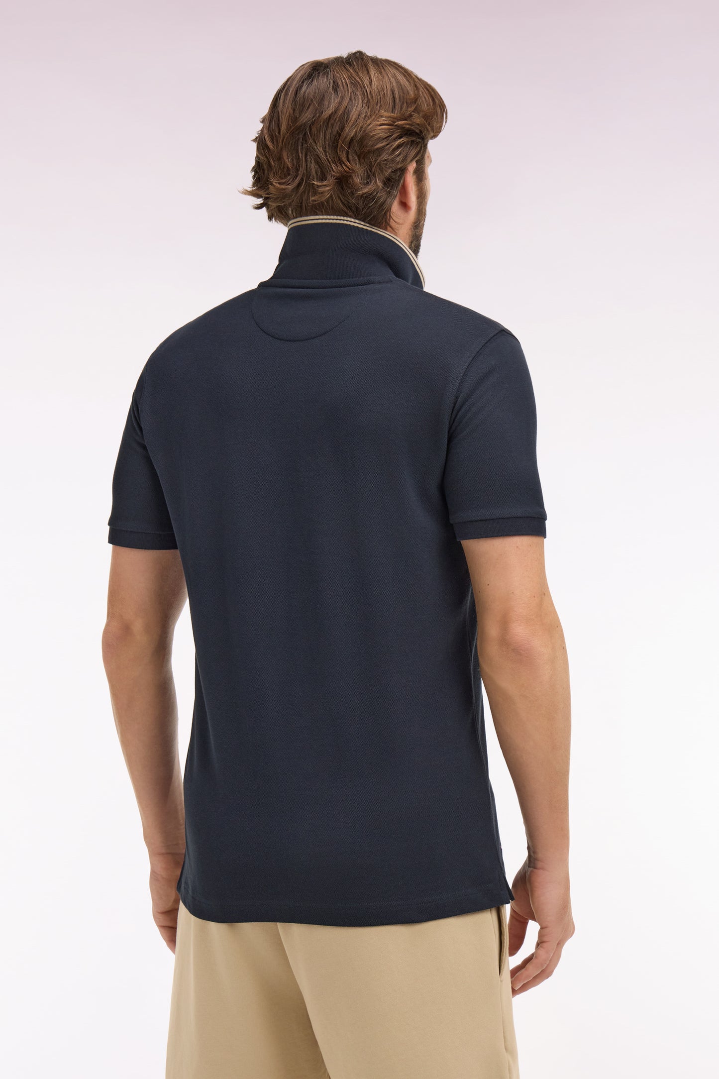 Polo à manches courtes en piqué coton marine écusson EP