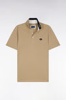 Polo à manches courtes en piqué coton beige coupe regular