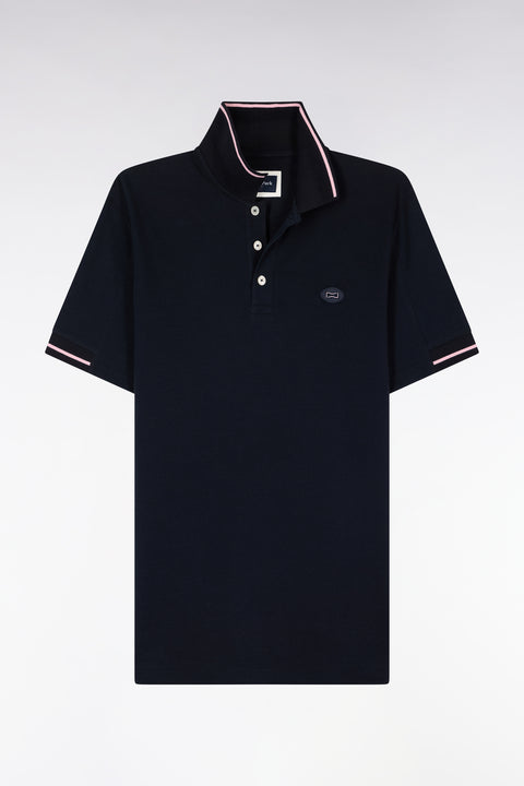 Polo à manches courtes en piqué coton marine - Image 2