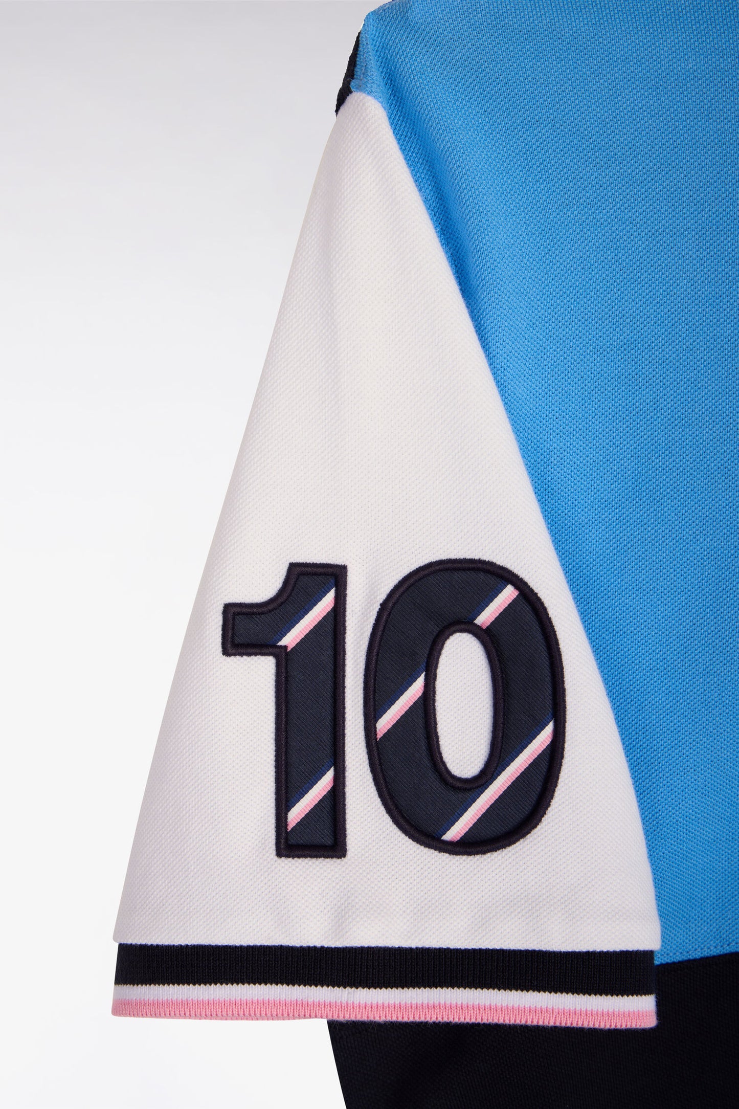 Polo à manches courtes XV de France en coton bleu à découpes cadran